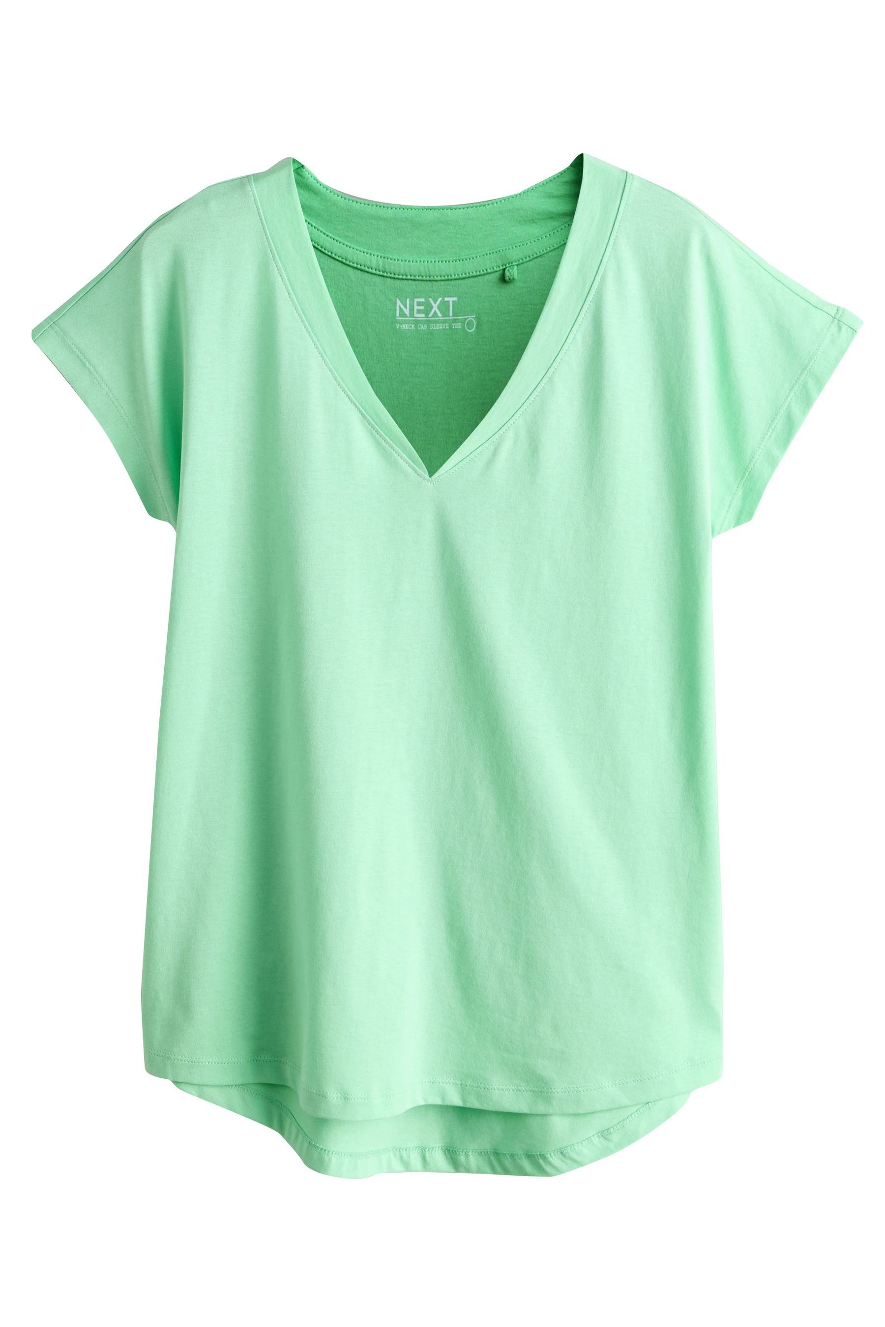 V-Shirt T-Shirt mit V-Ausschnitt und angesetzten Ärmeln