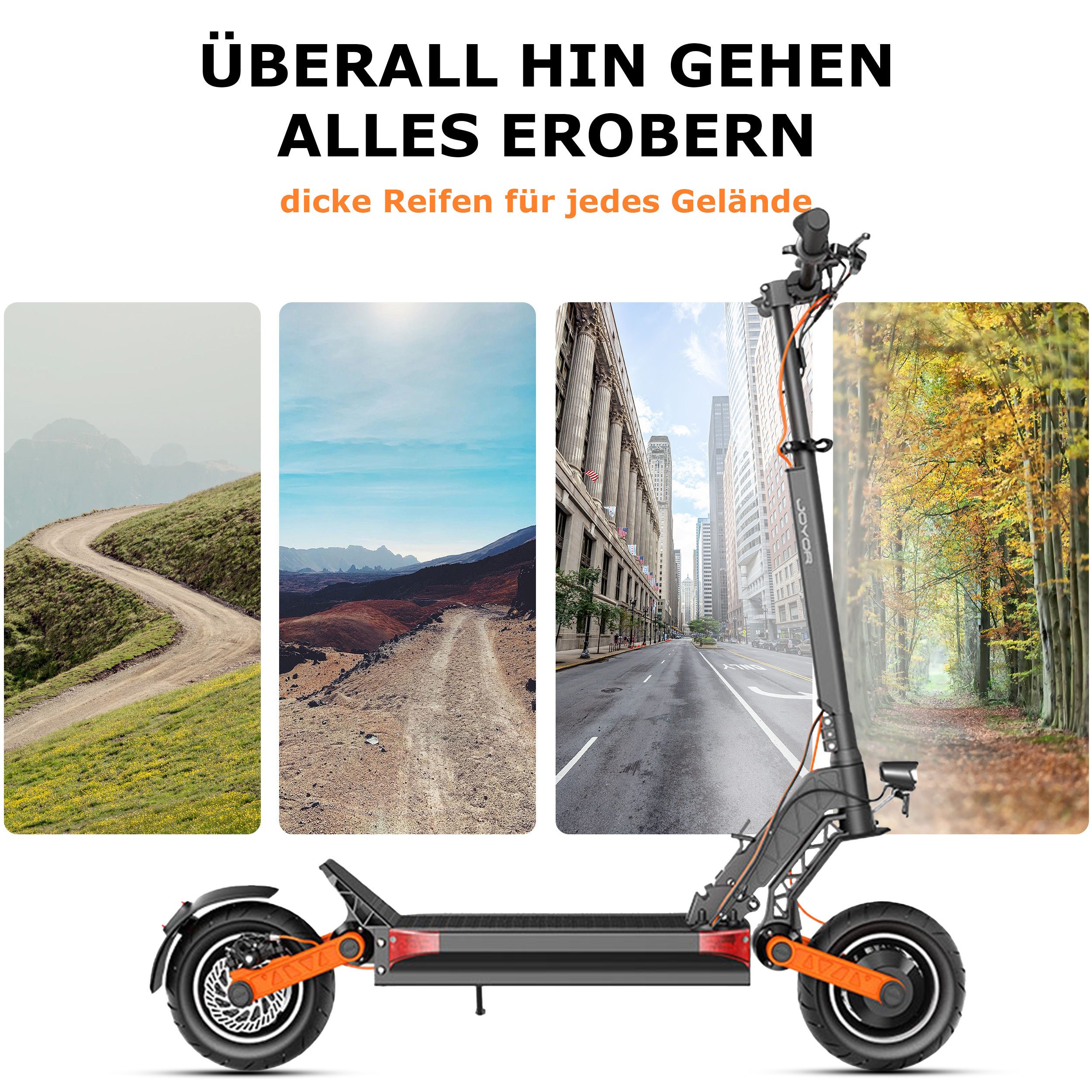 JOYOR E-Scooter S5 mit Straßenzulassung – Offroad 10 Zoll, 500W Motor, 500,00 W, 20 km/h, 45 km Reichweite, klappbar, Dopperfederung, Scheibenbremse
