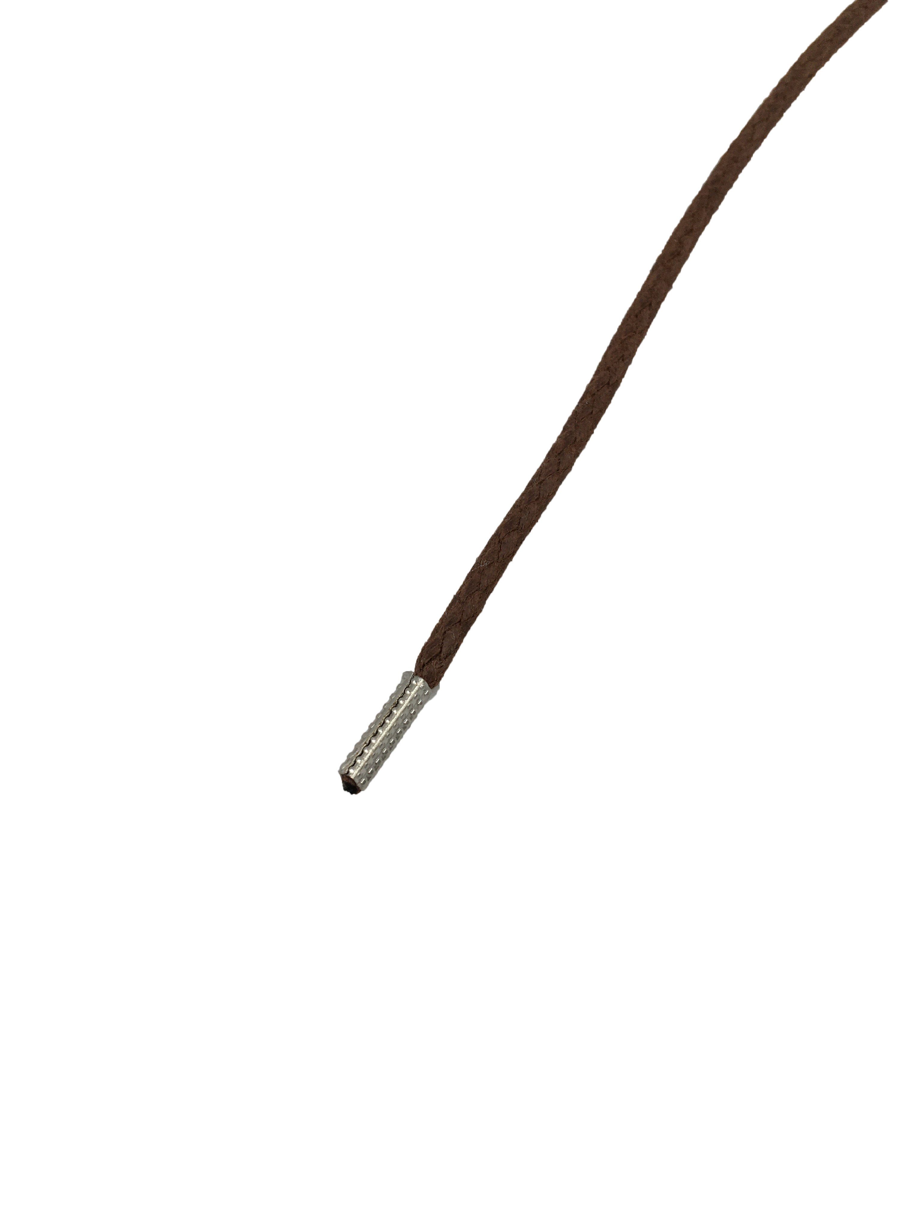 Rema Schnürsenkel Rema Schnürsenkel Cognac - rund - gewachst - Kordel - ca. 2,5 mm dünn für Sie nach Wunschlänge geschnitten und mit Metallenden versehen