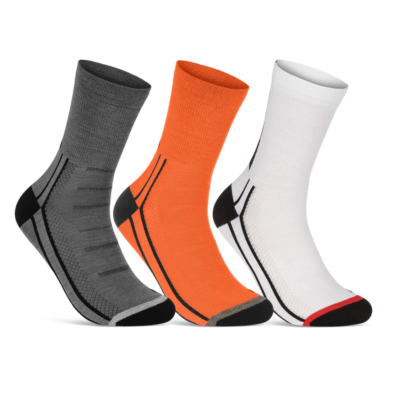sockenkauf24 Funktionssocken Coolmax Fahrrad-Socken für Herren & Damen (3-Paar) Atmungsaktive Radsport Socken 50301P WP
