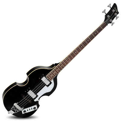 Rocktile E-Bass VB “Sir Paul” Vintage Beatbass, Violinbass-Design, inkl. Tasche & Gitarrenkabel, Bassgitarre - Hollowbody - 2 Humbucker