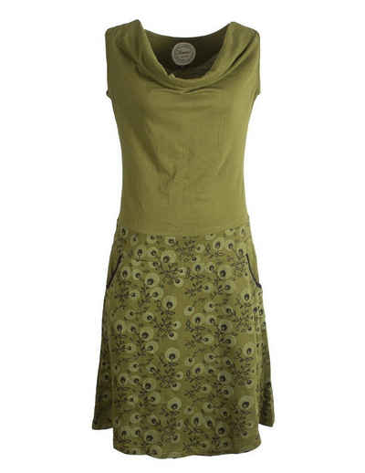 Vishes Sommerkleid Kleid Blumen-Muster, Wasserfall-Kragen und Taschen Hippie, Ethno, Goa, Elfen Style