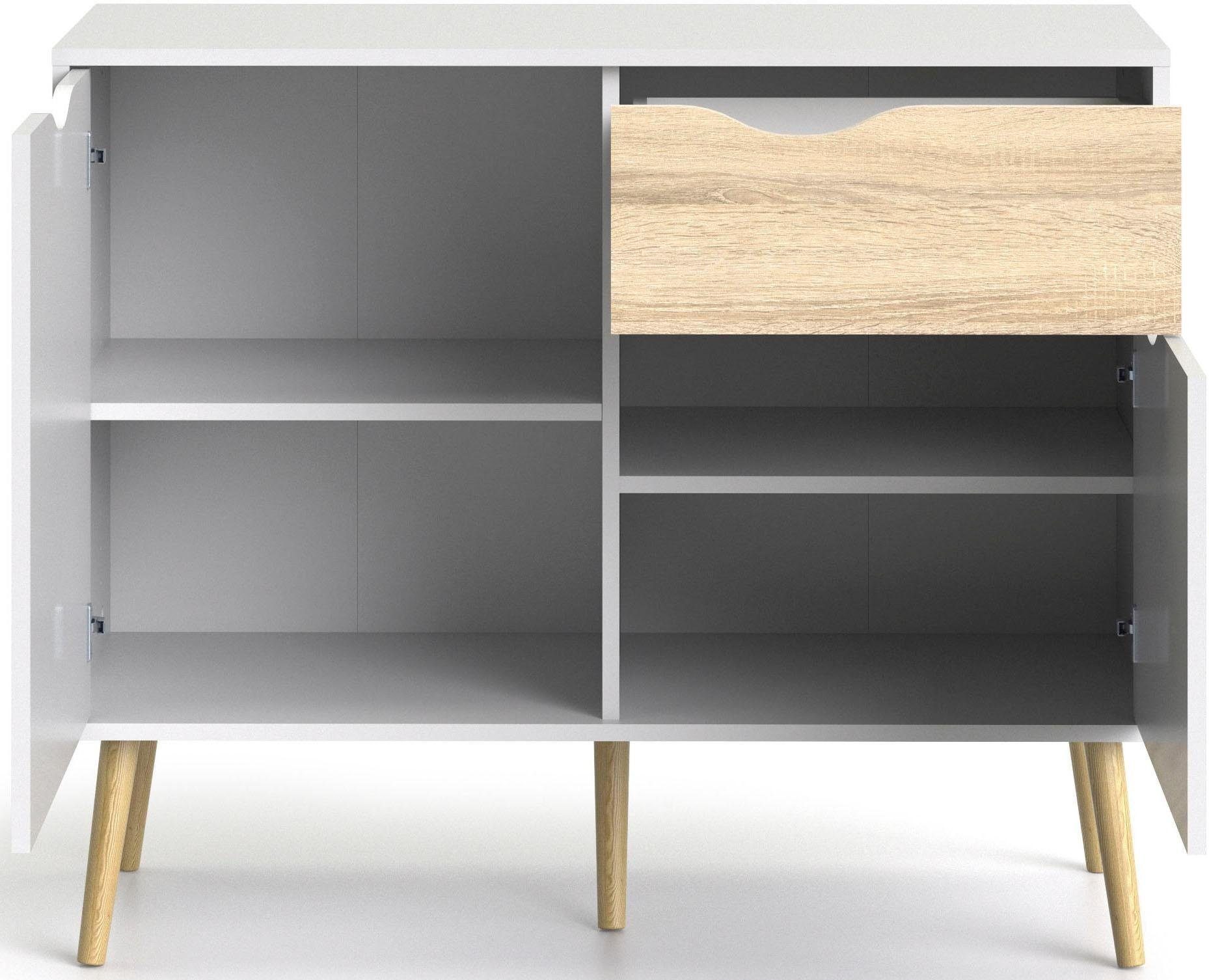 Home affaire Sideboard Oslo Aufbewahrung, Schubladenschrank, Kommode mit 2 Türen, 1 Schublade, Breite 99 cm, Höhe 81 cm – Bild 4 von 5