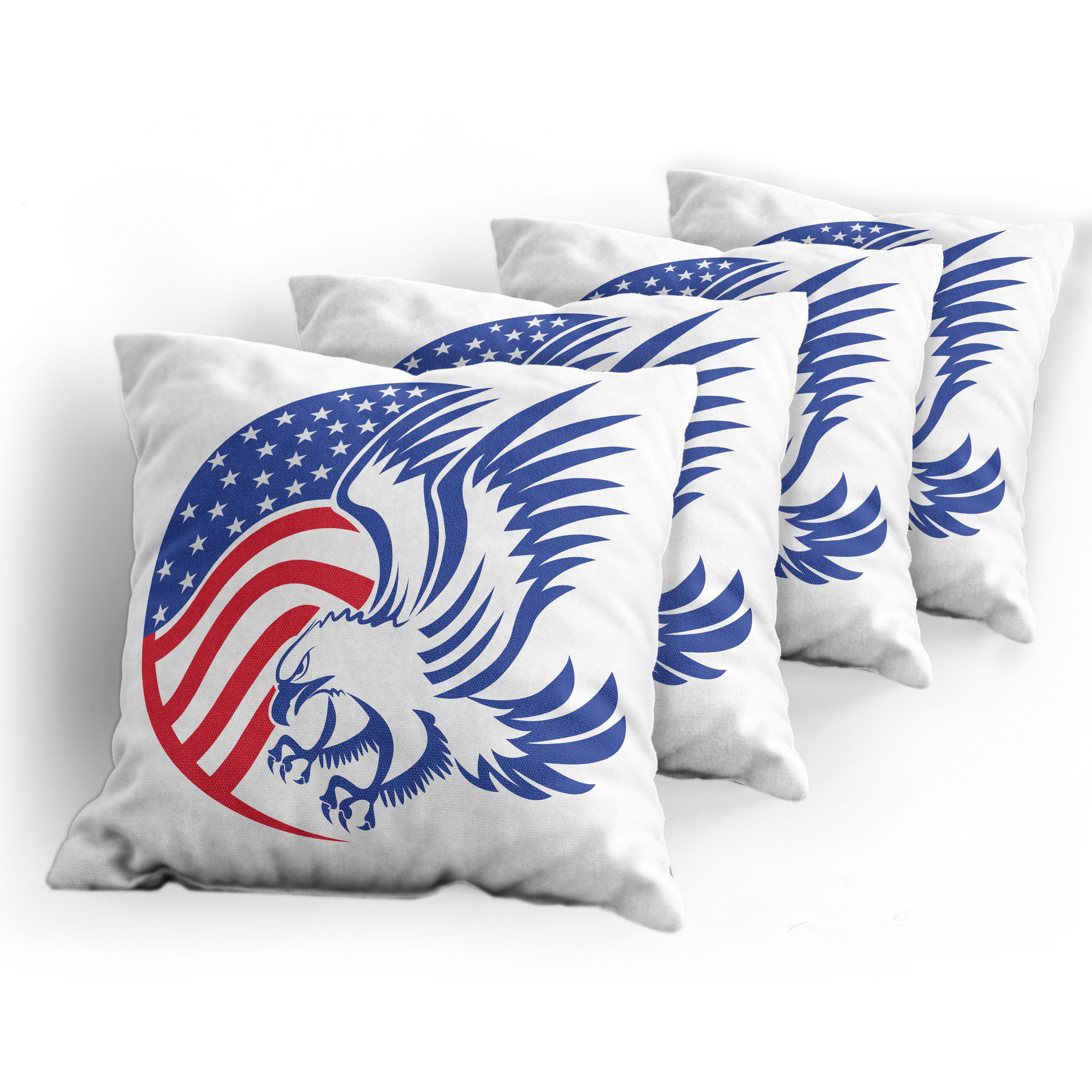 amerikanisch Accent Eagle-Flagge Kissenbezüge Stück), Abakuhaus Modern Bald American Doppelseitiger Digitaldruck, (4