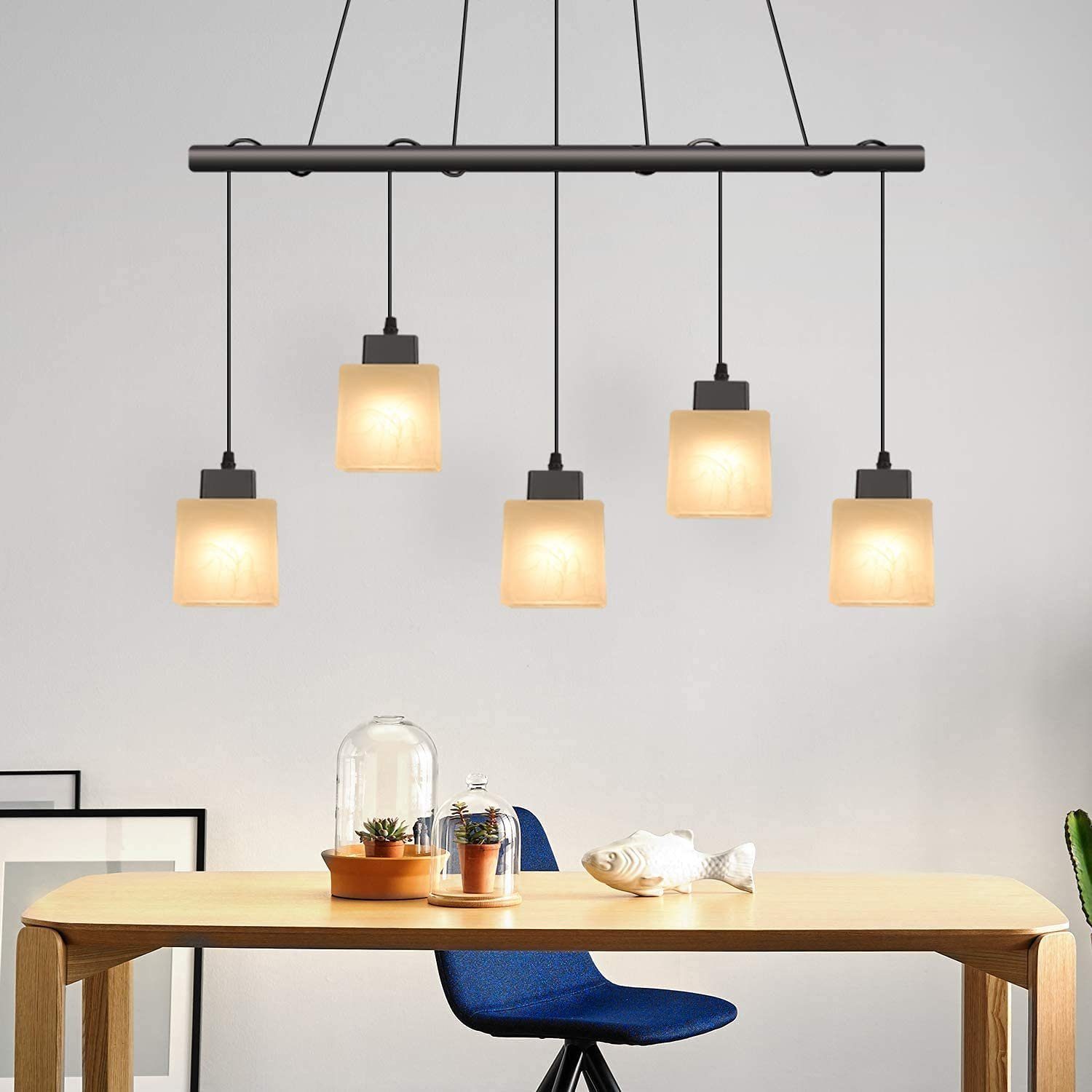 Pendelleuchte Glas Vintage - Höhenverstellbare Hängelampe E27 Für Esstisch & Wohnzimmer