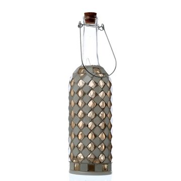 MARELIDA LED Dekolicht LED Flasche Mosaiksteine Glasflasche Mosaik Leuchtflasche beige, warmweiß (2100K bis 3000K)