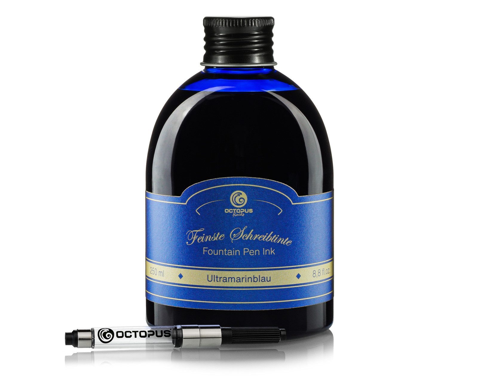 OCTOPUS Füllhaltertinte, Schreibtinte Ultramarinblau mit Konverter 250ml Tintenglas (Set, 0-tlg)
