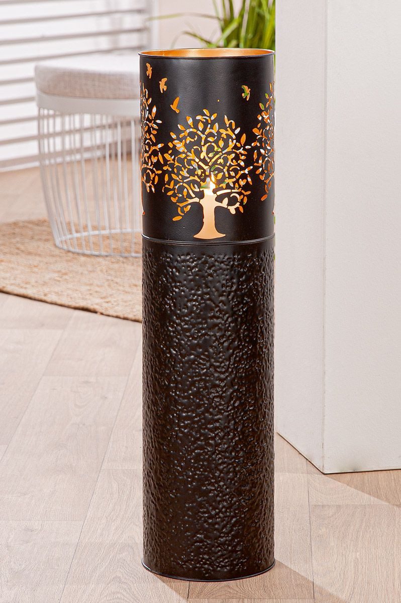 MF Windlicht Windlicht "Lebensbaum" aus Metall – Schwarz, 70 cm hoch (1 St) günstig online kaufen