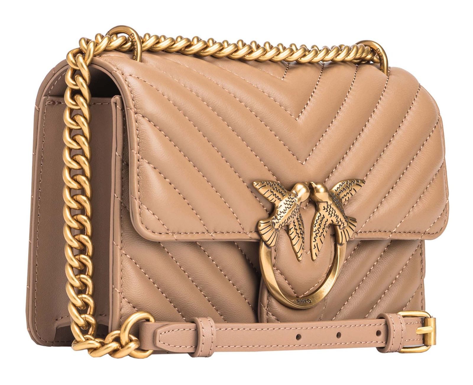 PINKO Umhängetasche Mini DC Sheep Nappa Chevron, aus echtem Schafsleder günstig online kaufen