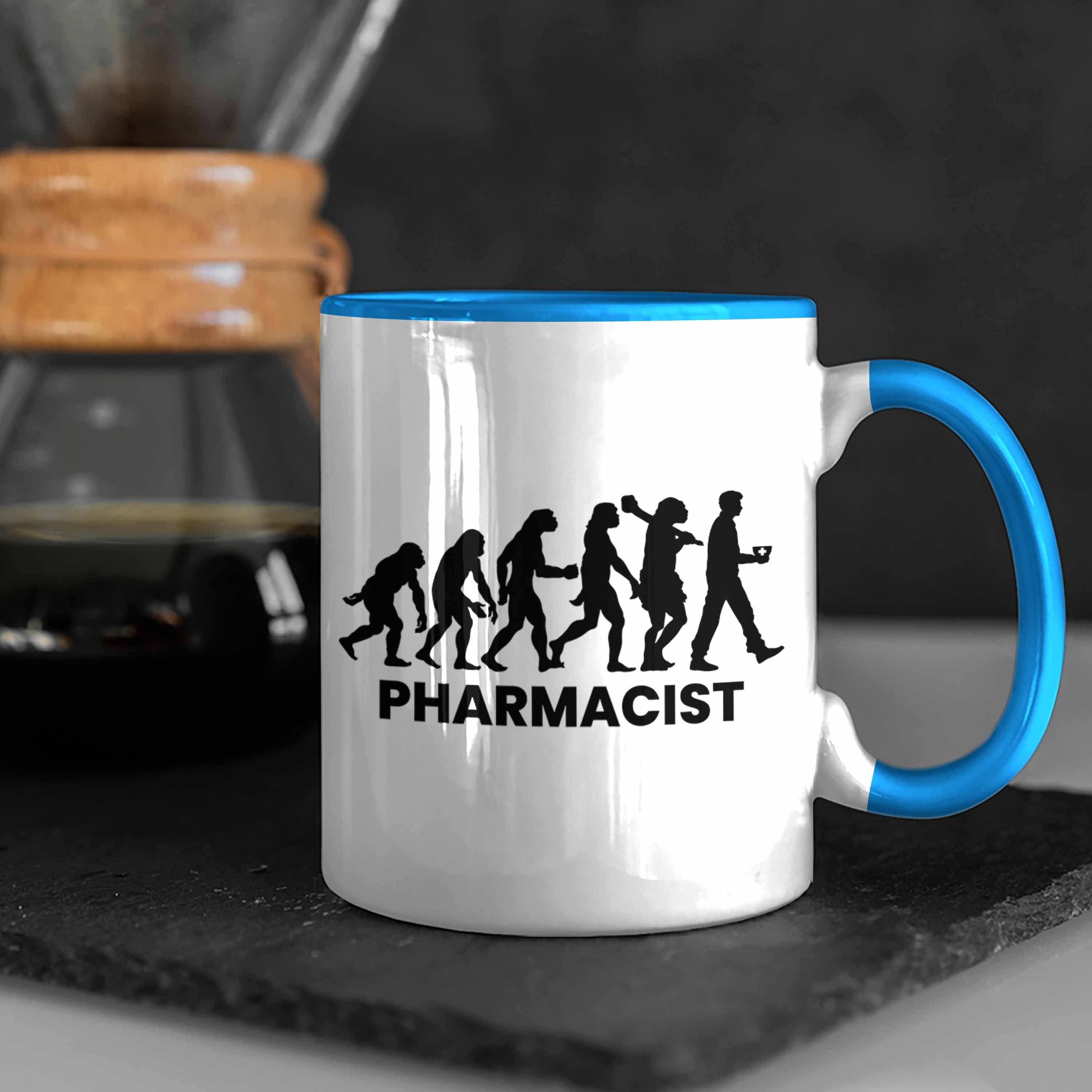 Trendation Tasse Trendation - Apotheker Apothekerin Geschenk Tasse Evolution Geschenkidee Blau Kaffeetasse