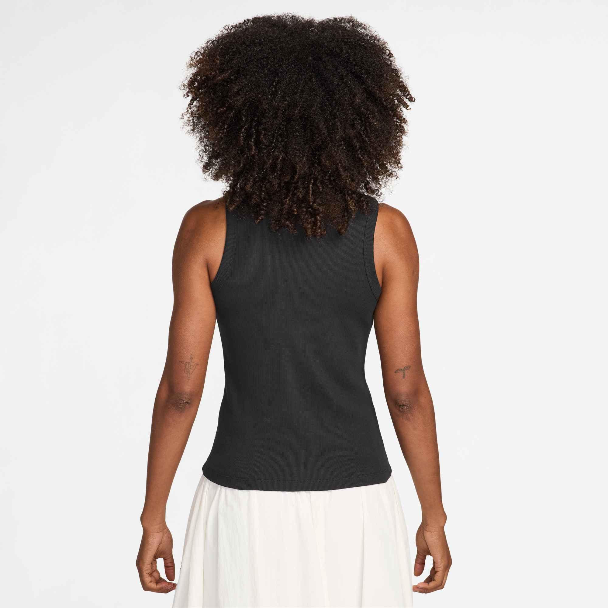 Nike Sportswear Tanktop W NSW RIB TIGHT TANK mit Rundhalsausschnitt, ohne Verschluss, aus Baumwolle und Elasthan
