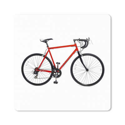 MuchoWow Gaming Mauspad Ein rotes Rennrad vor einem weißen Hintergrund. (1-St), Gaming, Rutschfester Unterseite, Mausunterlage, 80x80 cm, XXL, Großes