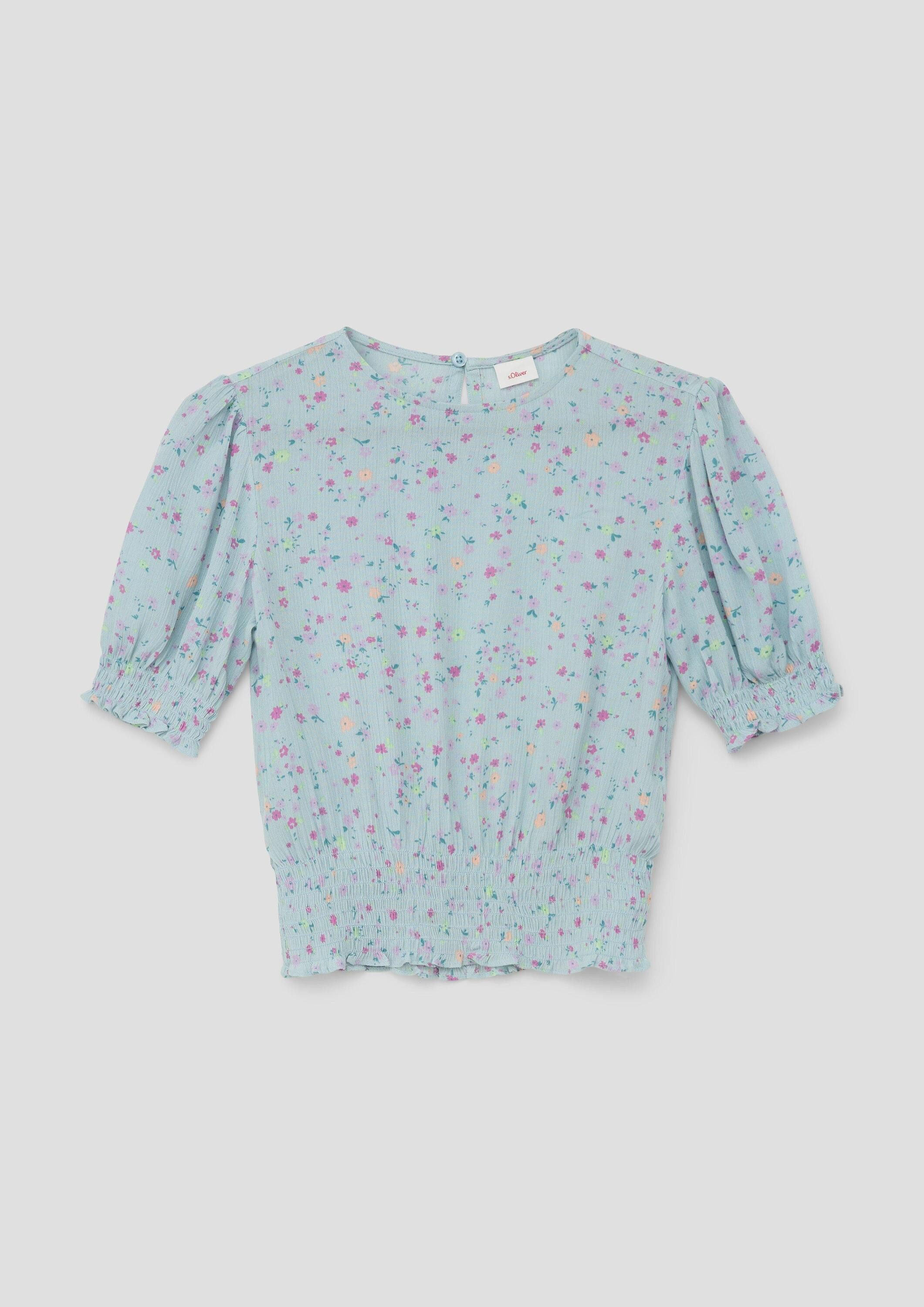 s.Oliver Kurzarmbluse Bluse Bluse mit Smok-Detail