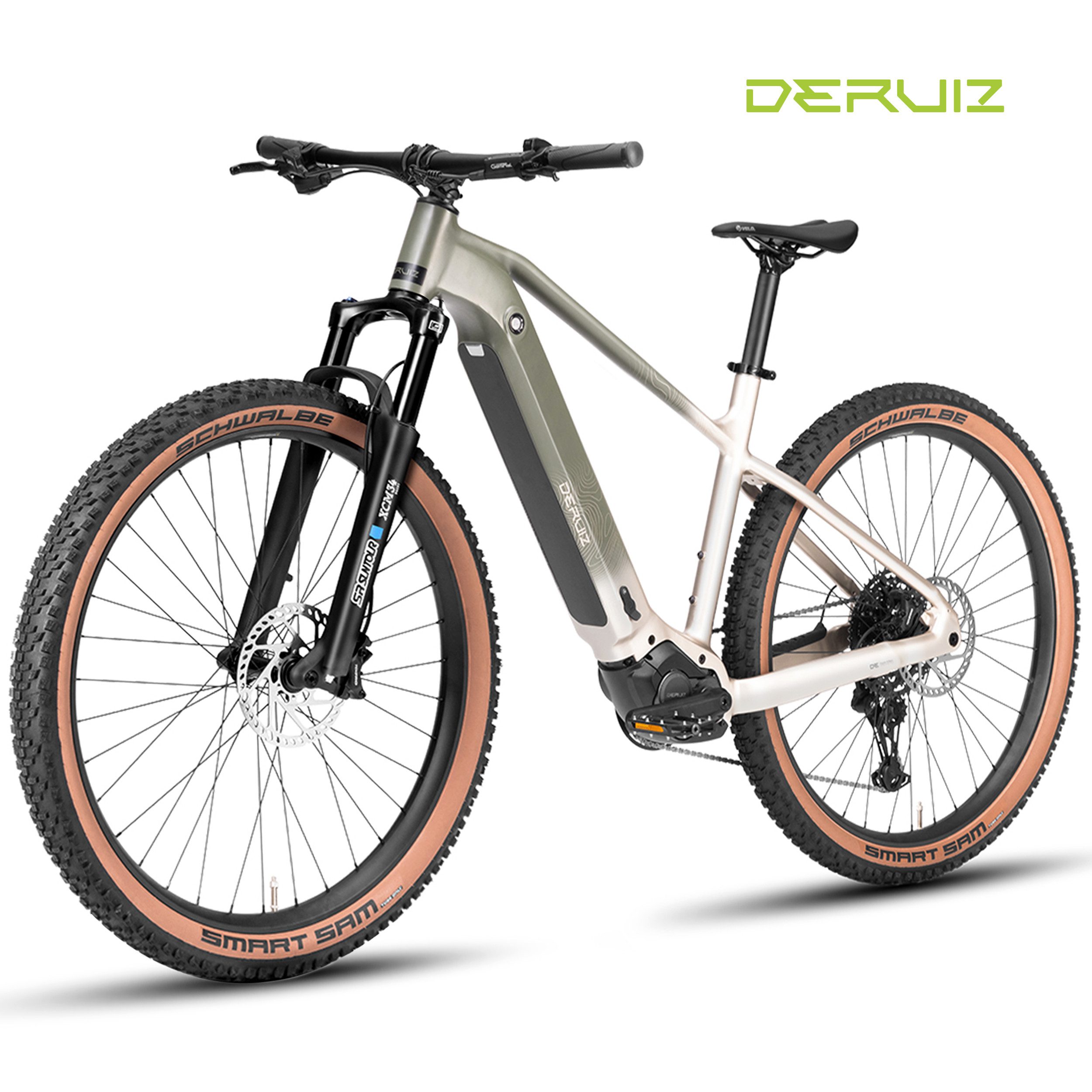 DERUIZ E-Bike Mountainbike 29 Zoll, 110 Nm Mittelmotor, max. 180km, 6 Stufen, Bluetooth + APP, 11 Gang SHIMANO CUES ASLU6000T1R Schaltwerk, Kettenschaltung, Mittelmotor, 720 Wh, (Trittfrequenz- und Drehmomentsensor, Für Damen und Herren), Federgabel mit Lockout, Anfahrhilfe, Haltefunktion, bis zu 170 kg