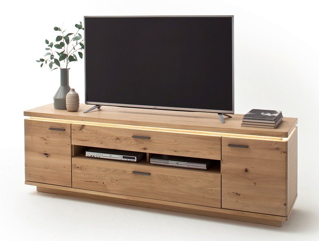 MCA furniture Lowboard TV-Board Barcelona, Balkeneiche Bianco / Eiche Bianco, inkl. LED