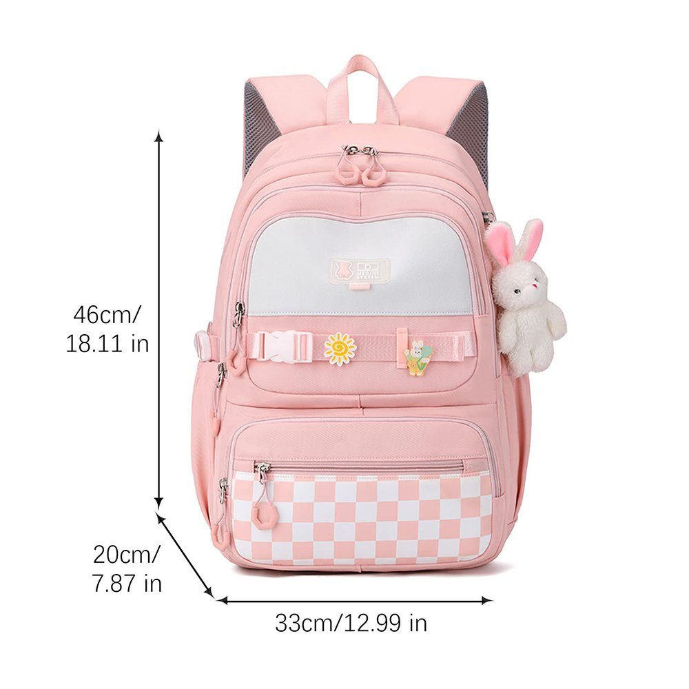 höhenverstellbar Schultasche Rucksack GelldG Rucksack Teenager Rosa Schulrucksack,