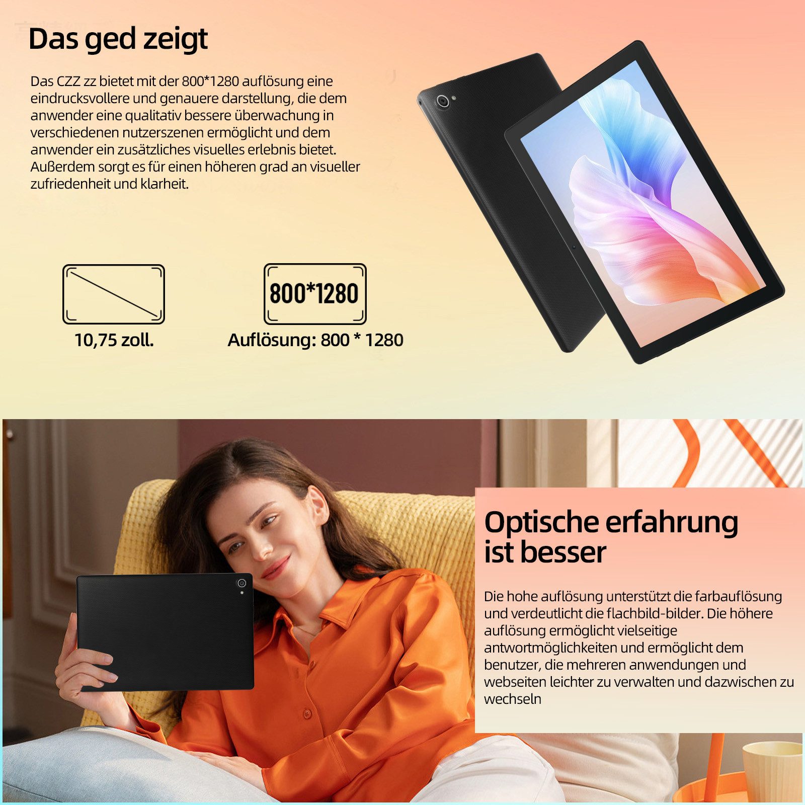 Happybe 10,1'' Android, 20(3+17)GB+64GB+1TB TF, 1280x800 HD IPS, Dual-Kamera Tablet (10,1", 64 GB, Android, mit Gesichtserkennung, 5G WiFi, Octa Core)