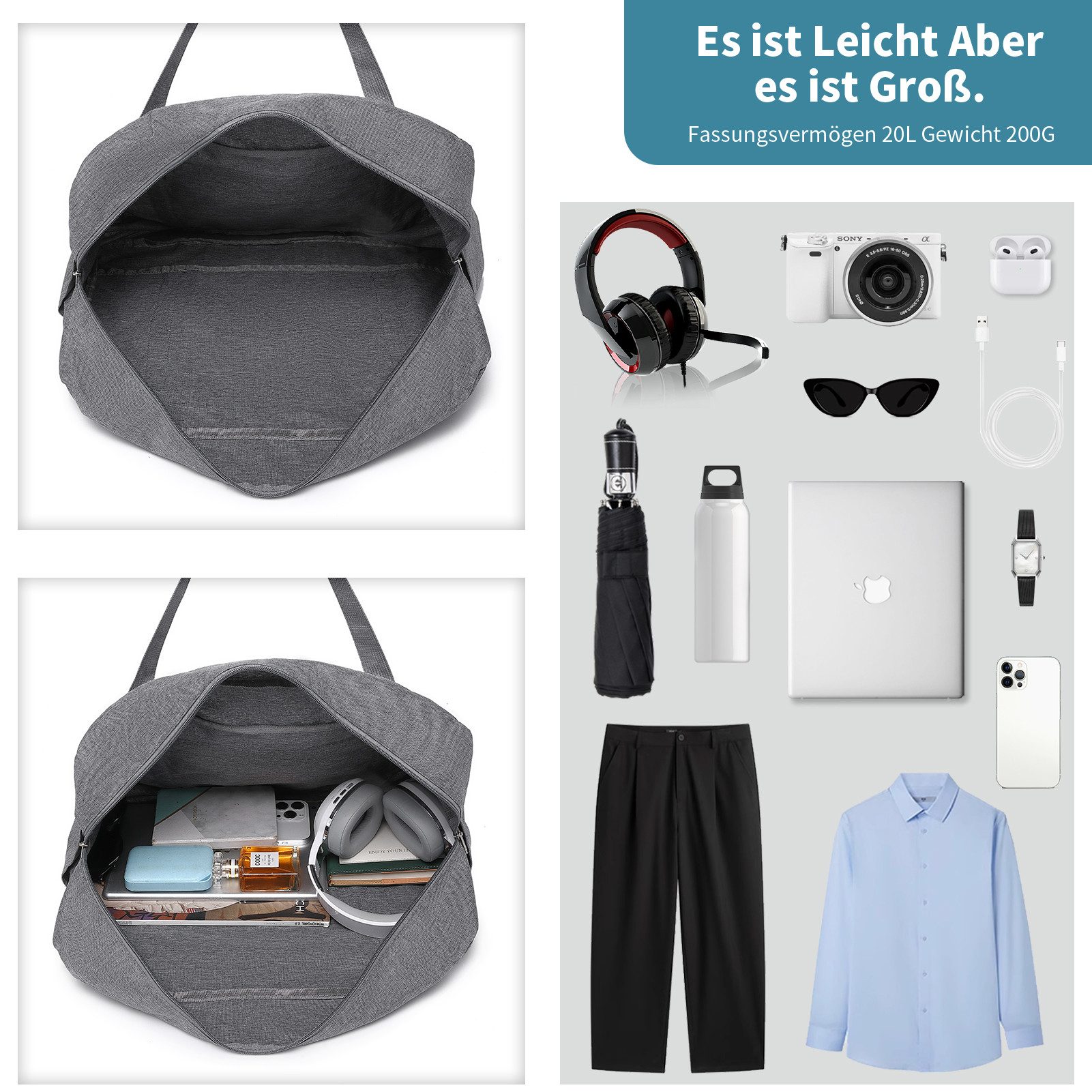 KONO Reisetasche Faltbar Damen Handgepäck Tasche Wasserdicht günstig online kaufen