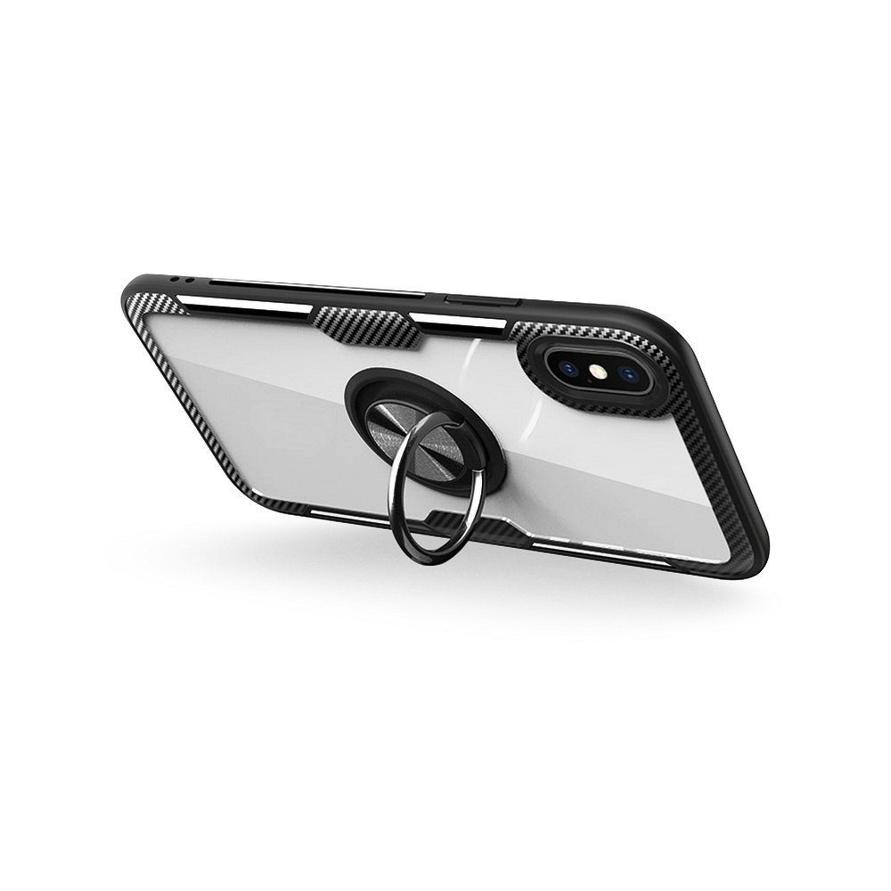 cofi1453 Bumper Premium Handy Hülle Carbon Transparent Schale Bumper Case Cover drehbarer Ring 360 Grad Halter Ständer für iPhone 11 Pro Max