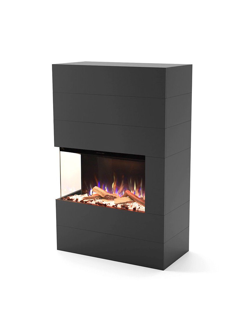 GLOW FIRE Elektrokamin LED E-Motion 3D - Portia, täuschend echte Flamme mit Heizung, 3 Dekorationen