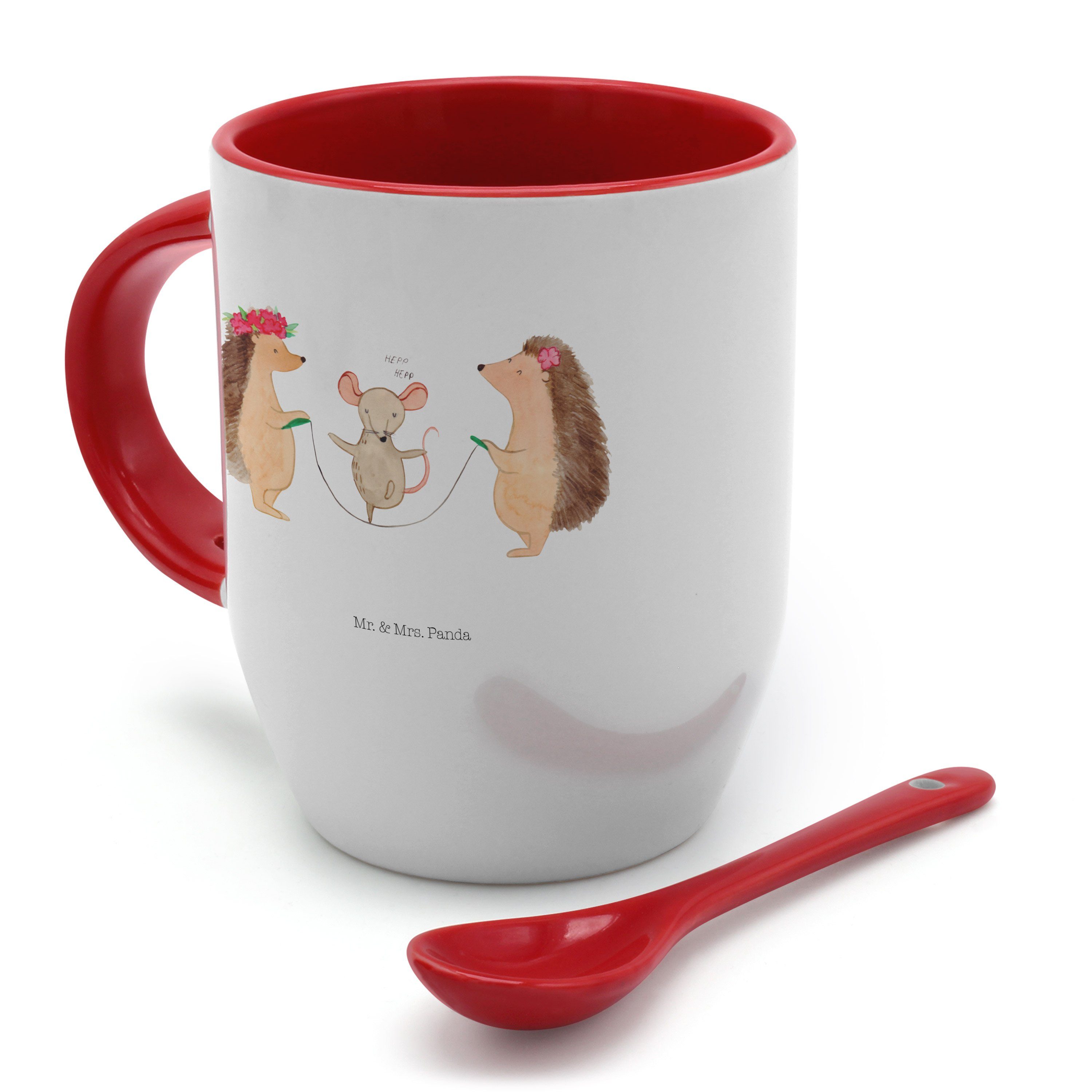 Mr. Tasse Mrs. Kaffeetasse, Seilhüpfen Panda lustige S, & Keramik - Geschenk, Igel Weiß Tiermotive, -