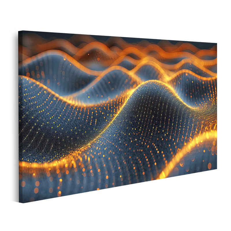 islandburner Leinwandbild Close-Up von Bernstein Soundwaves: Modernes Wandbild zum Big-Data-Konz