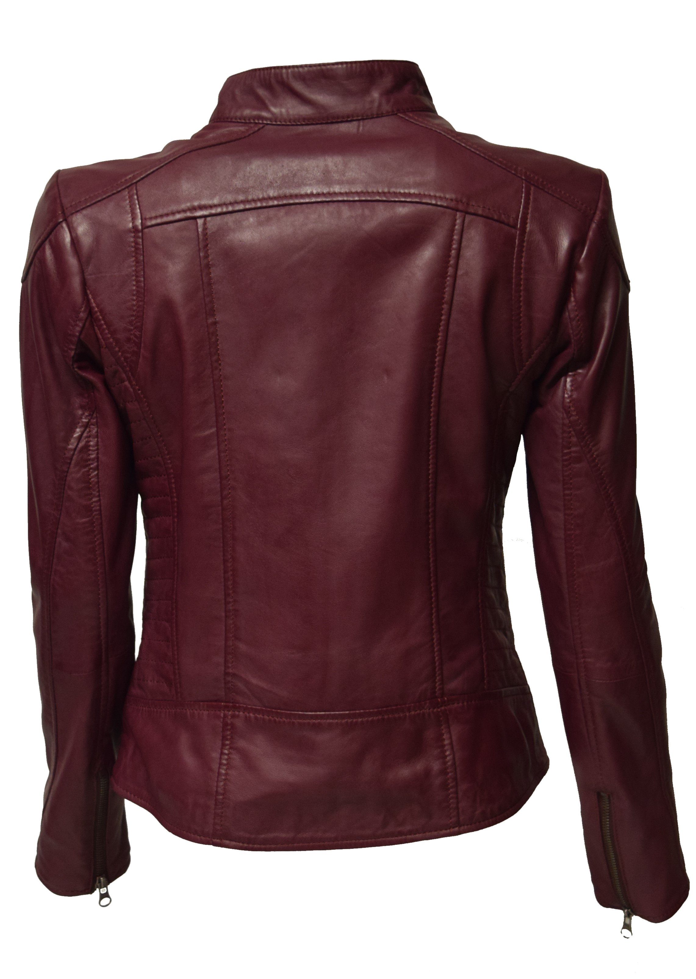 Zimmert Leather Lederjacke Frida washed Lammnappa Leder, Cognac, Schwarz, Braun, Beere, Rot