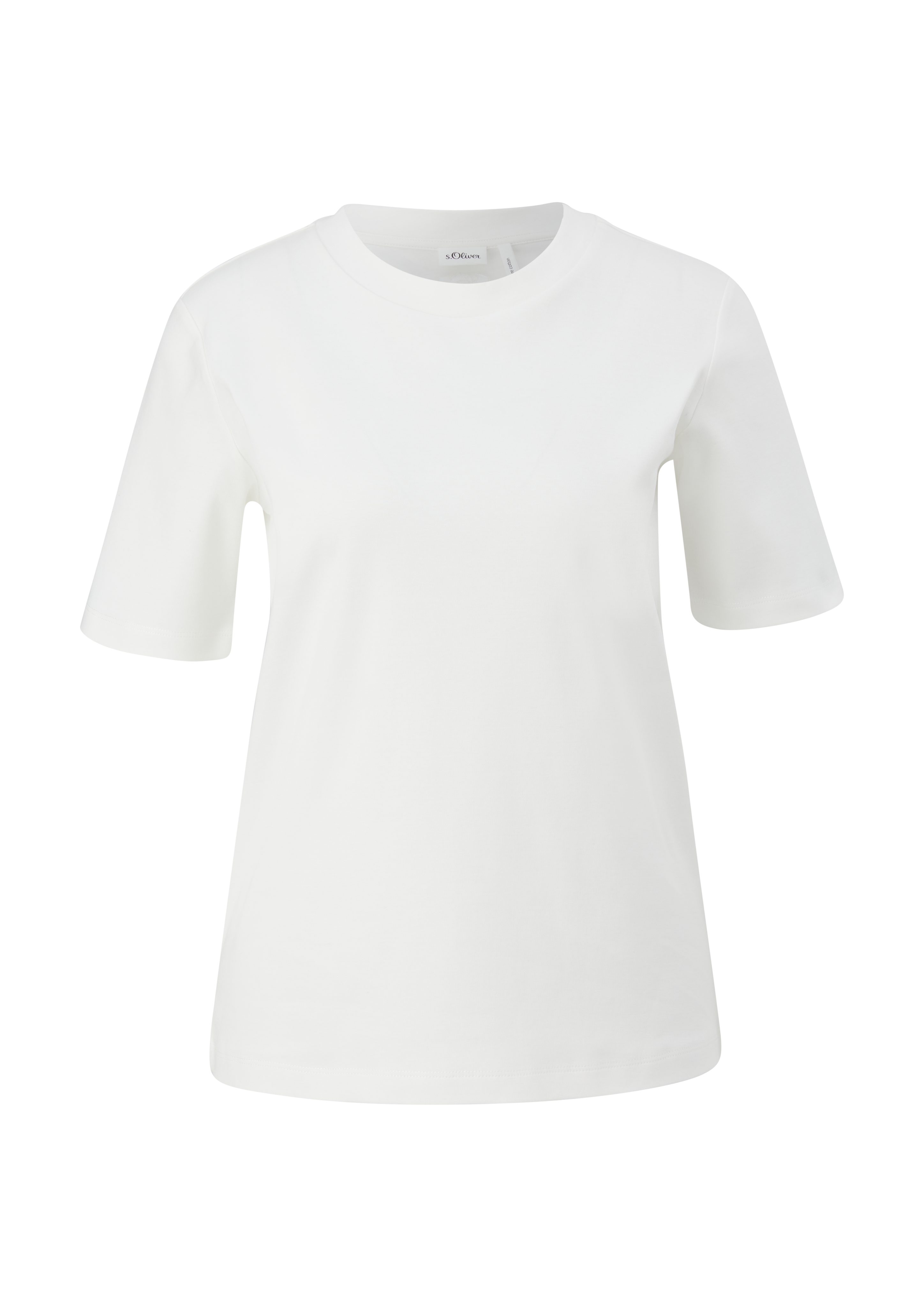 s.Oliver BLACK aus reiner ecru LABEL Stickerei Kurzarmshirt T-Shirt Baumwolle