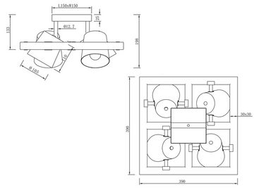 meineWunschleuchte LED Deckenstrahler, Dimmfunktion, LED wechselbar, Warmweiß, ausgefallene Decke-nleuchten Holz-lampe Industriedesign gold-en, Ø39cm