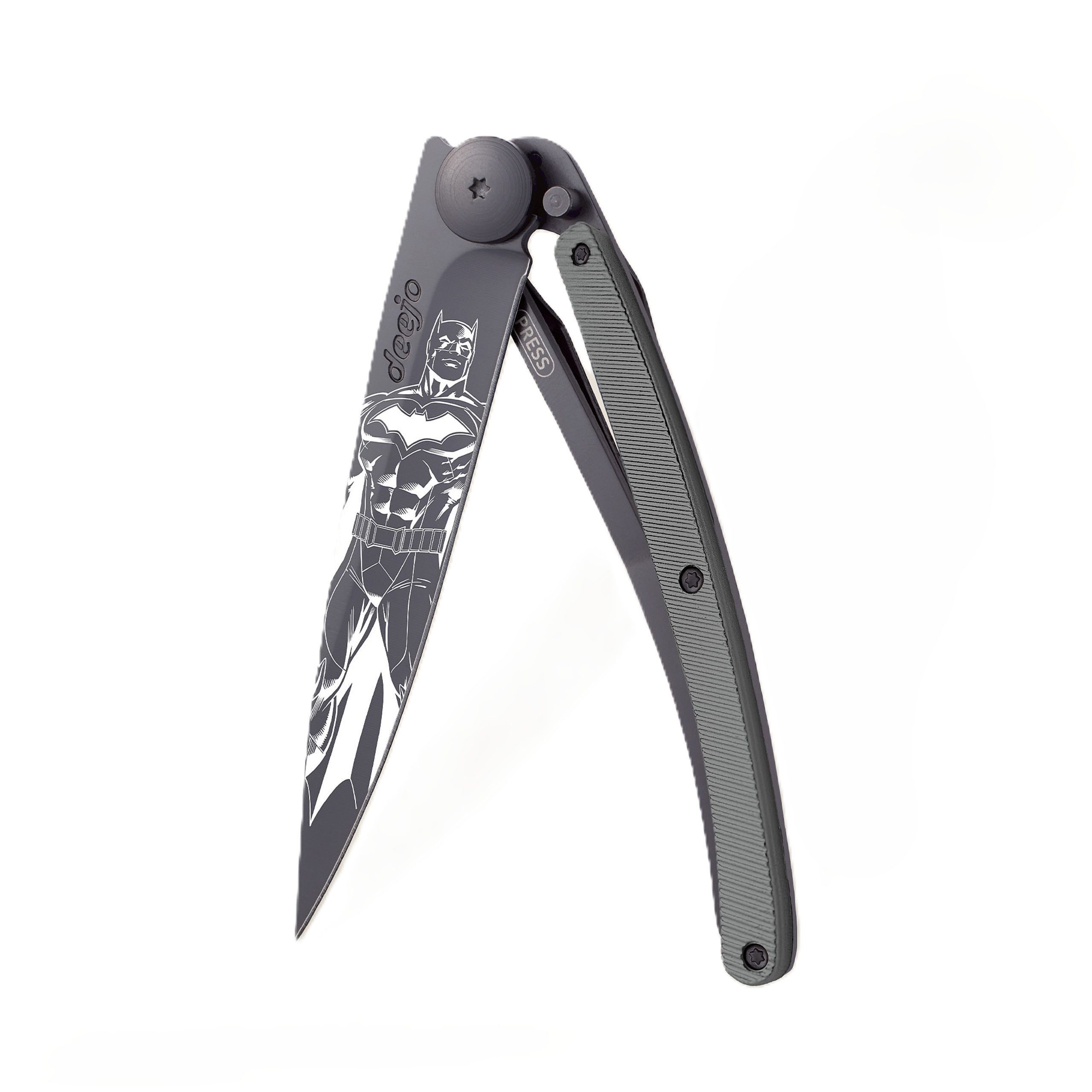 Deejo Taschenmesser 37g - Aluminium dunkelgrau / The Batman - Edelstahlmesser - Outdoormes