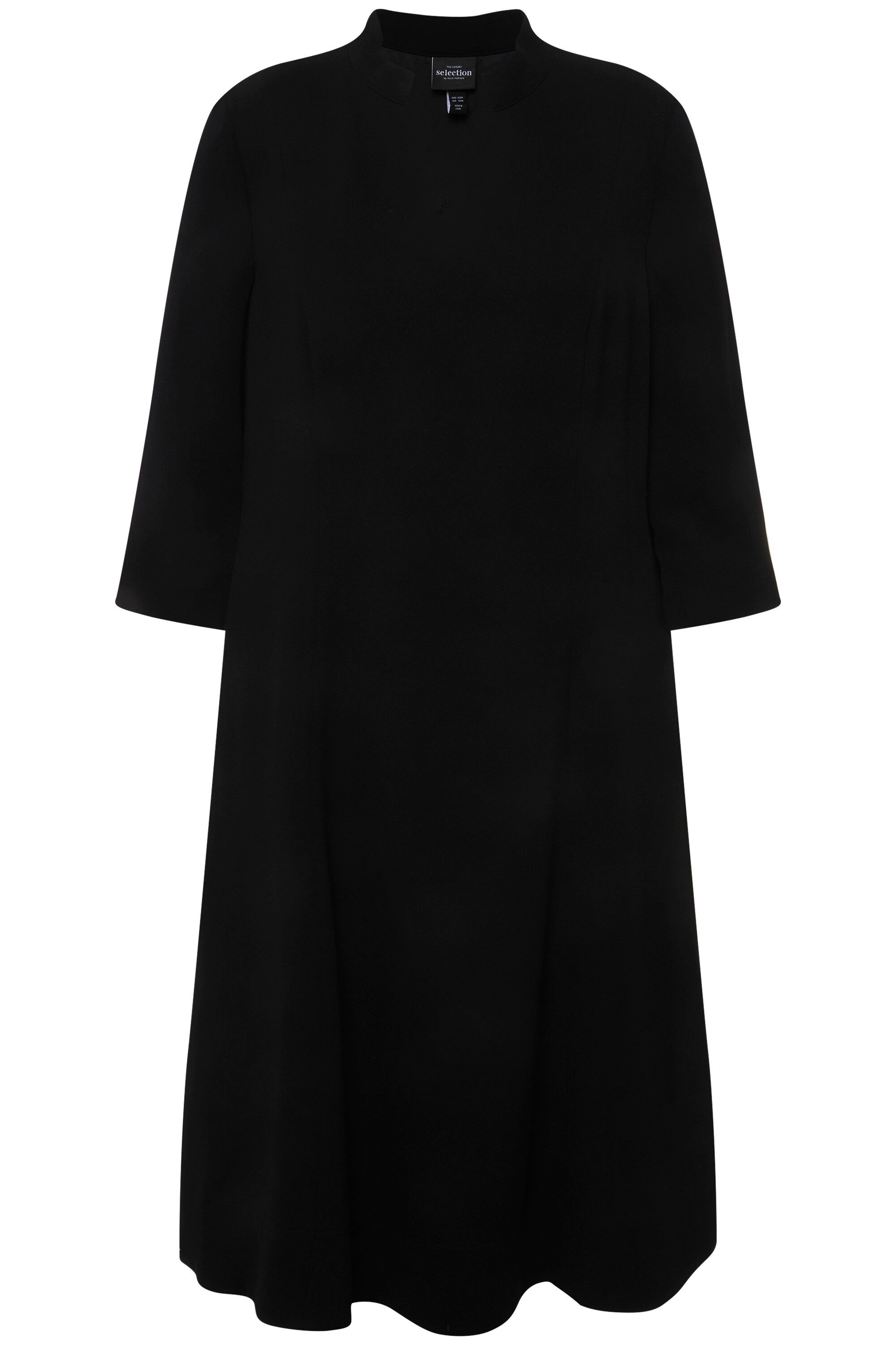 Ulla Popken Jerseykleid Midikleid Stehkragen V-Ausschnitt günstig online kaufen