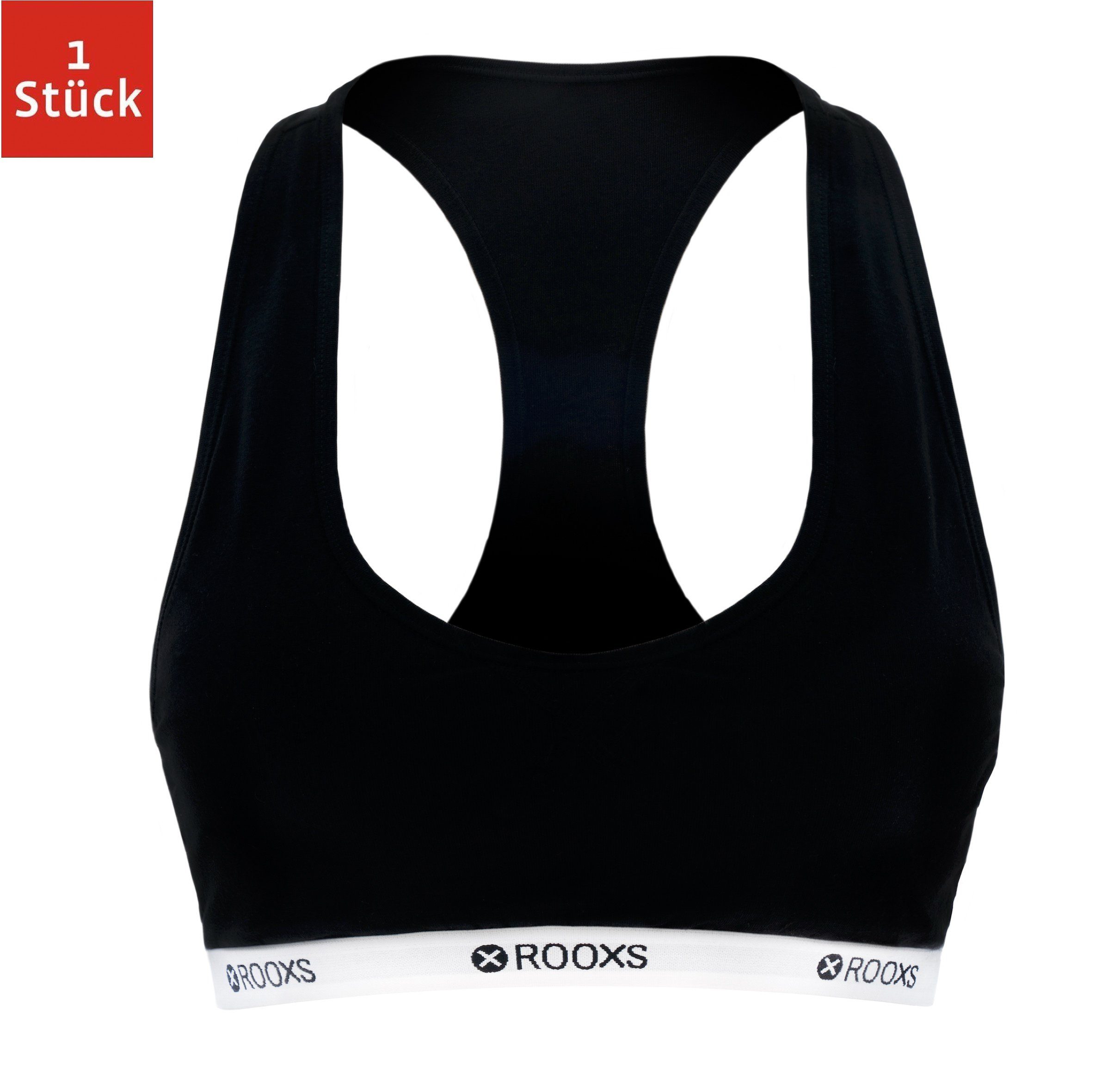 Schwarz BH Yoga Baumwolle Bustier BH für Bustier Damen und Soft ROOXS Racerback Freizeit (1-tlg)