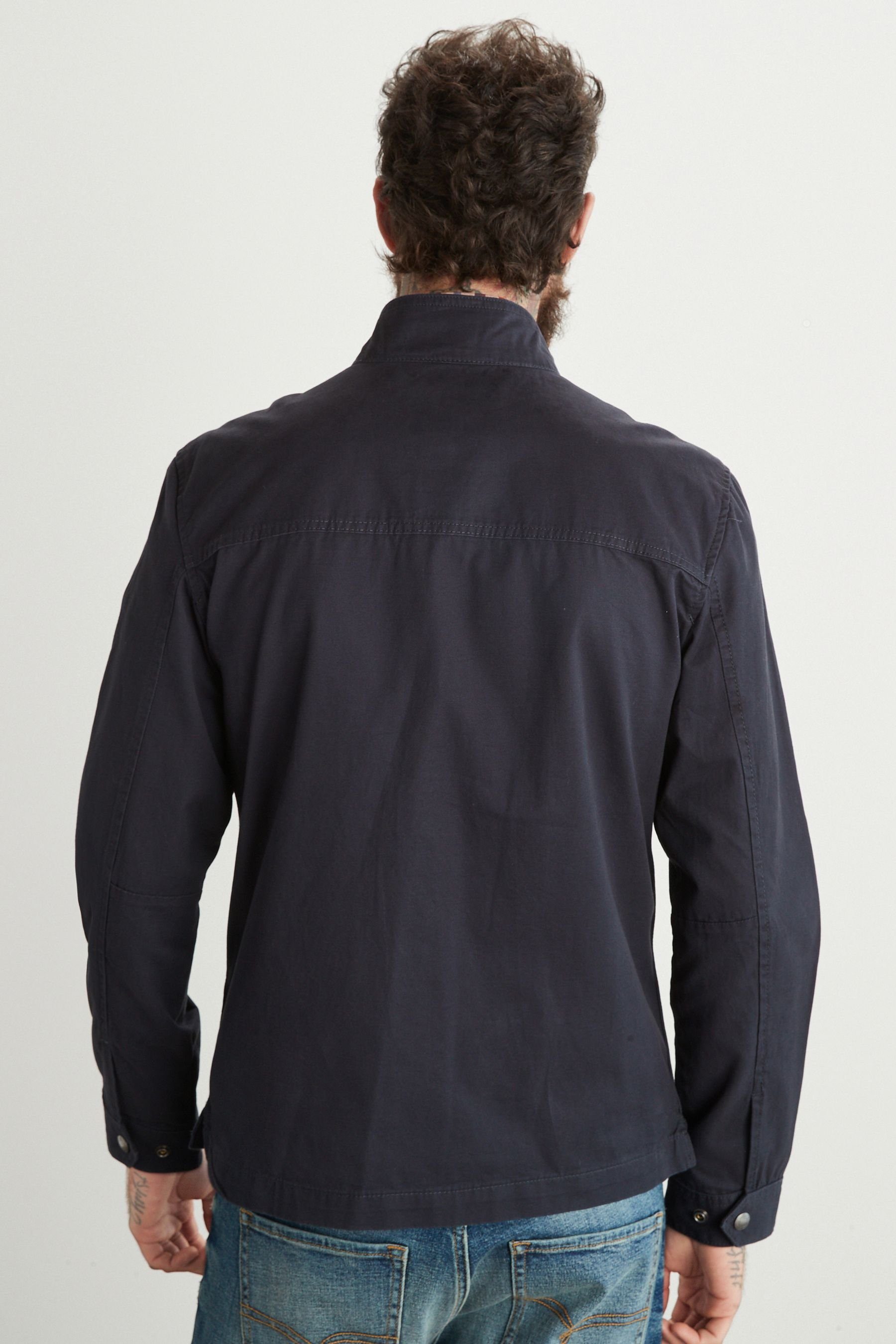 Next Sommerjacke Hemdjacke aus Blue (1-St) Navy Baumwolle mit Reißverschlusstaschen
