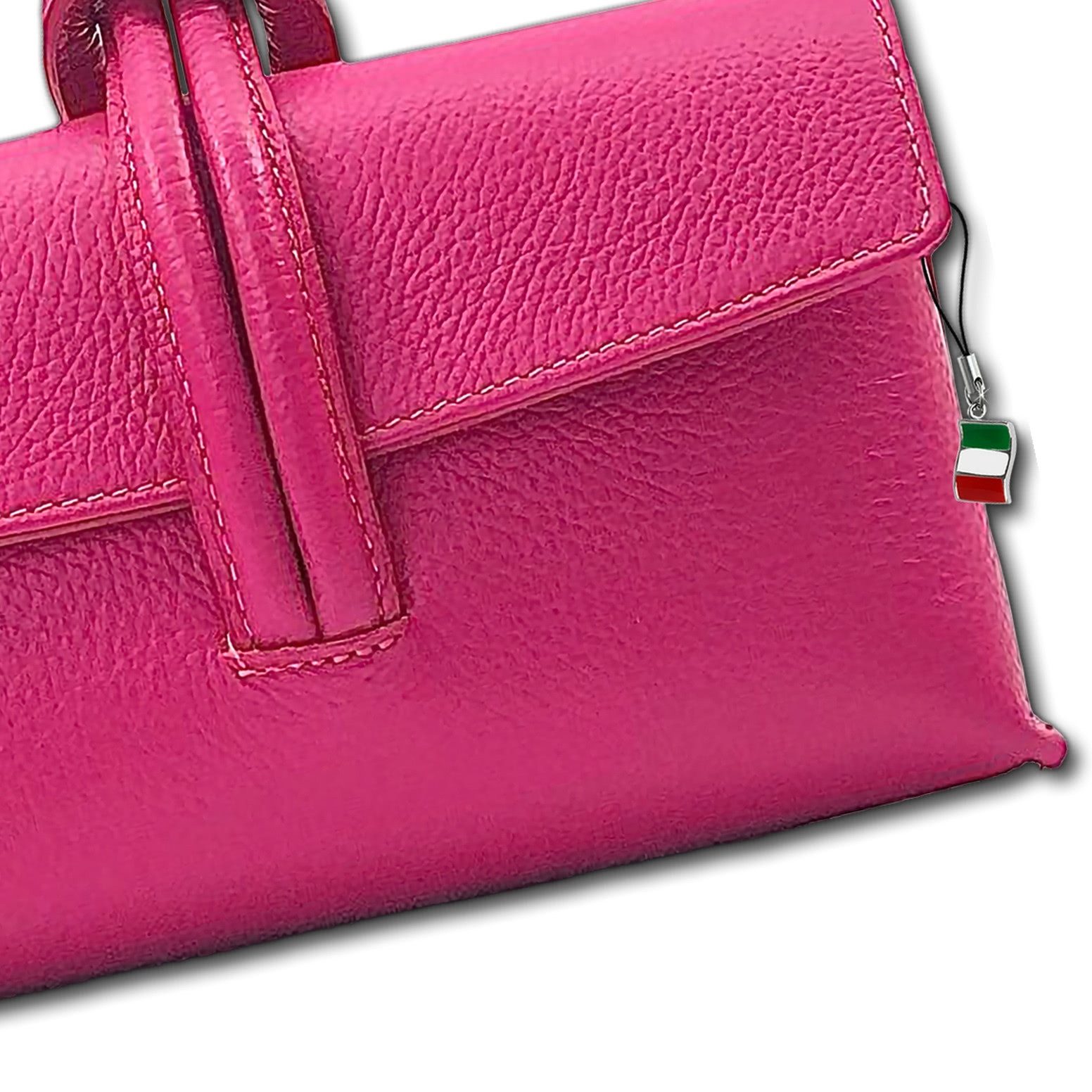 FLORENCE Umhängetasche Florence Clutch Echtleder Tasche fuchsia (Abendtasche), Damen Abendtasche, Umhängetasche Leder, fuchsia, pink ca. 23x13cm hoch