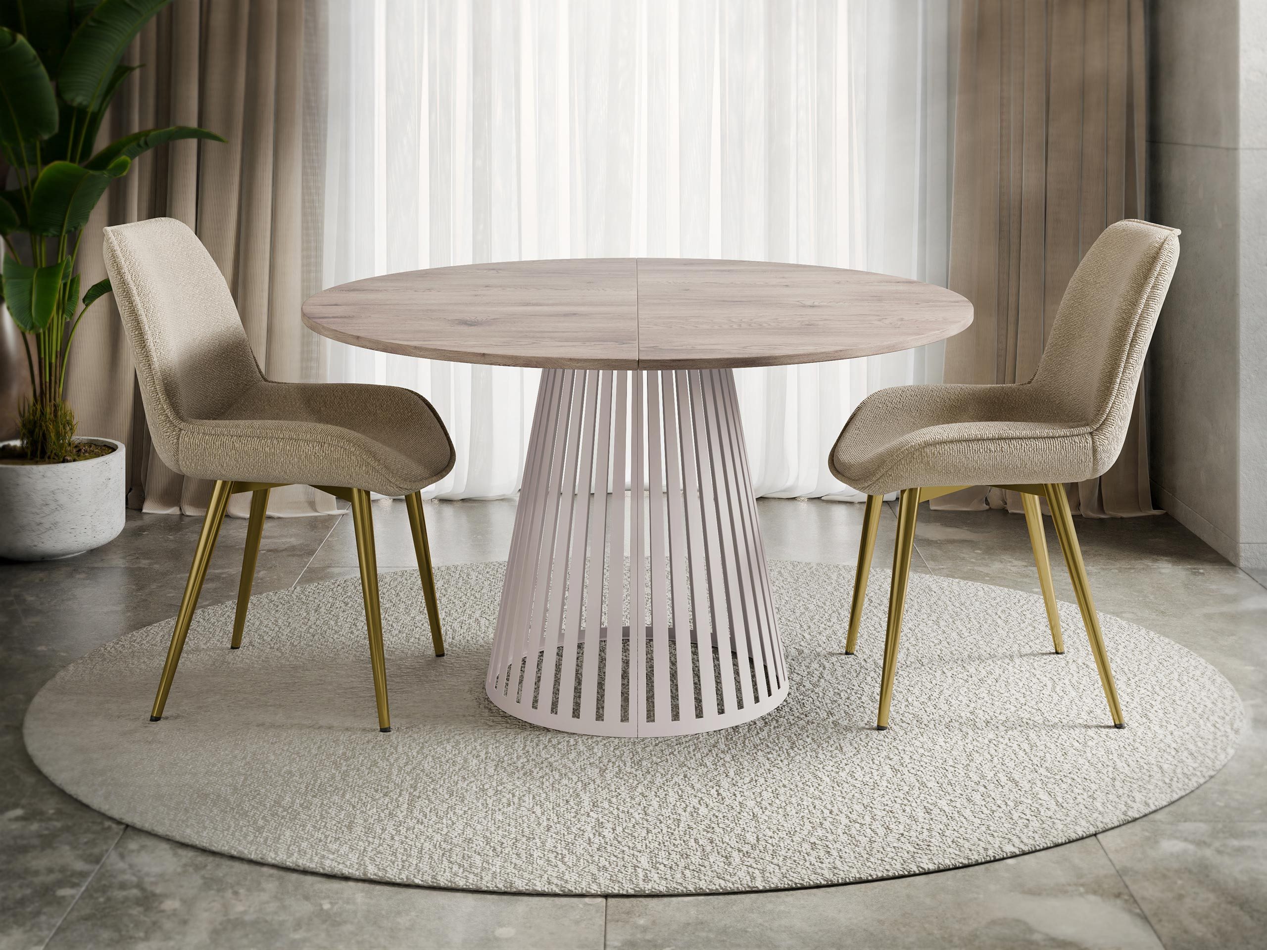 MIRJAN24 Esstisch Cone Cashmere 120 (Ausziehbarer), 120-196x120x76 cm