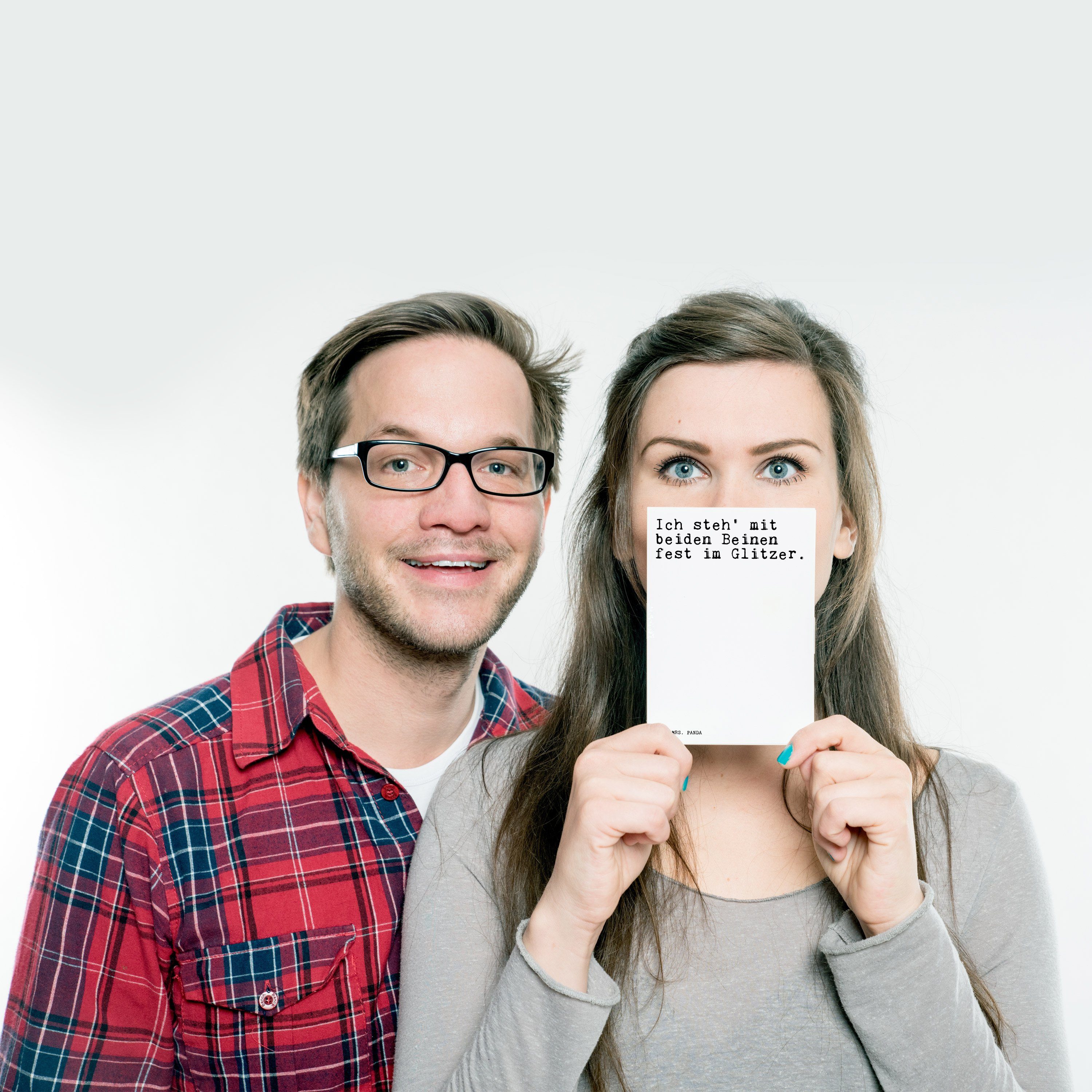 Mr. & Mrs. Ich - - Weiß Postkarte mit Grußkarte, Panda beiden... Glitz, Geschenk, Einladun steh'