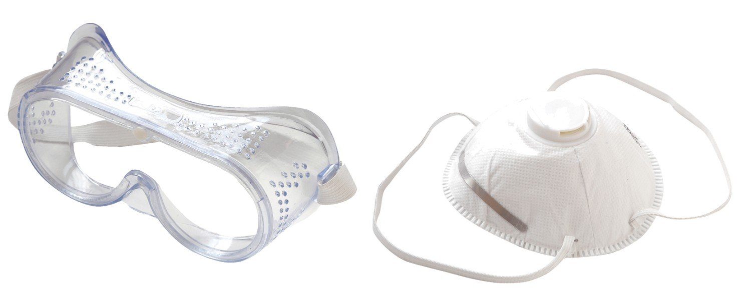 2tlg. Staubschutz Schutzmaske Arbeitsschutzbrille, Werkzeuge Brüder Staubmaske Maske Mannesmann Schutzbrille Set