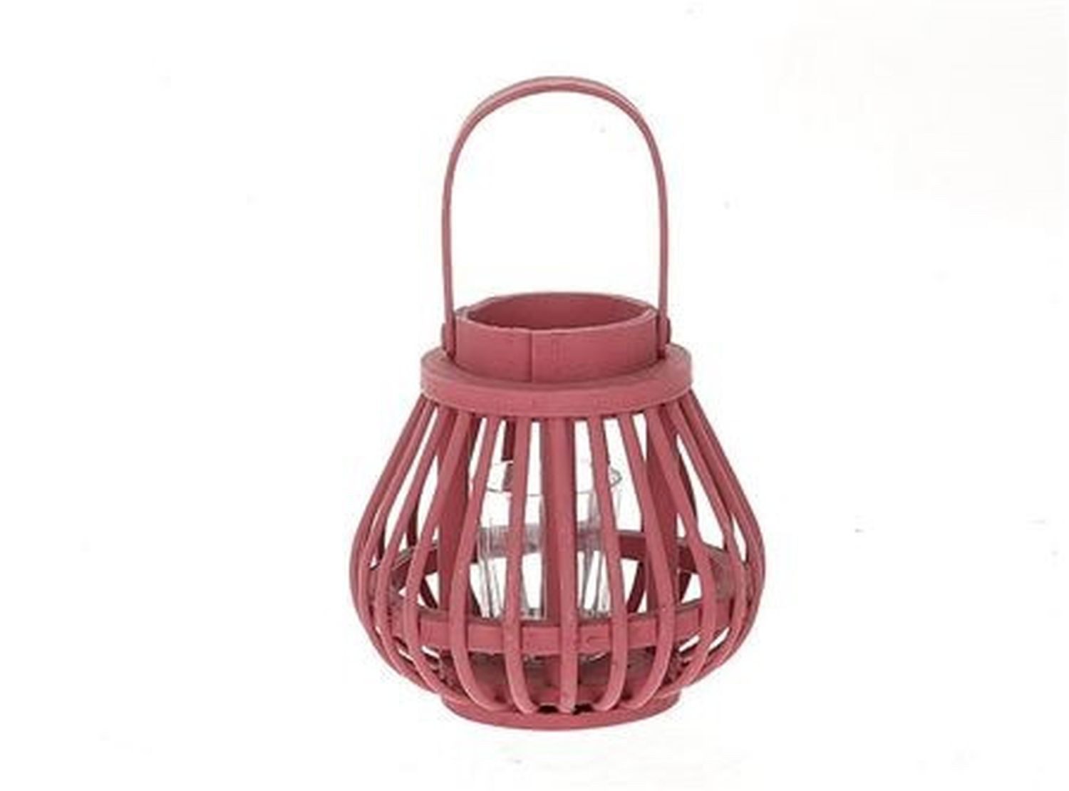 INNA-Glas Windlicht CHARITHRA mit Henkel, Glaseinsatz, Beere, 15cm, Ø15,5cm