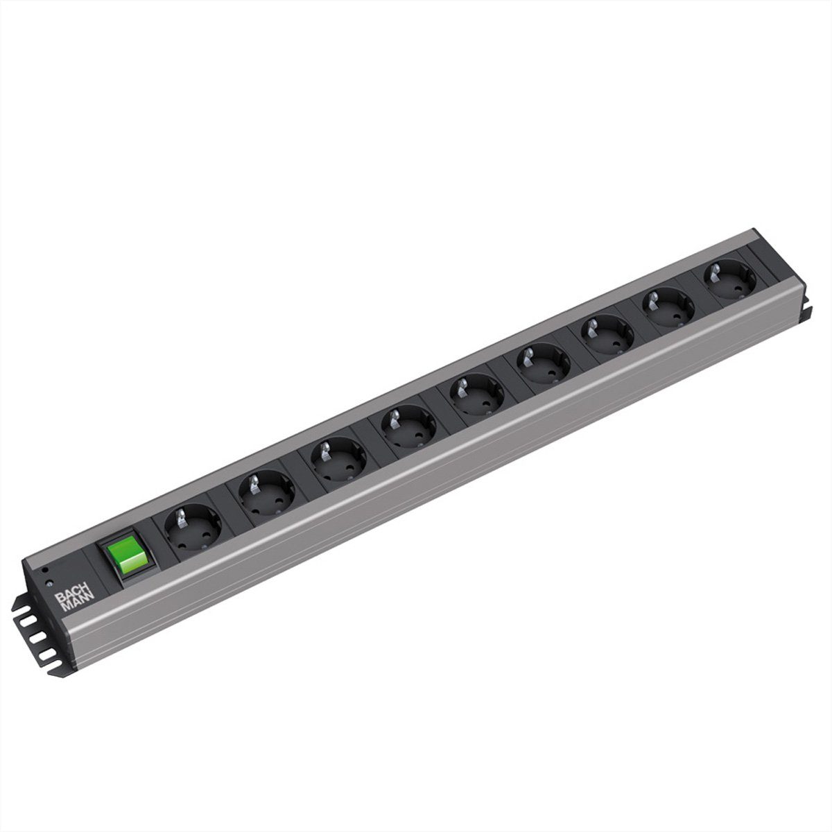 Bachmann Handwerkerleiste 9x Schutzkontakt, Schalter Steckdosenleiste (Kabellänge 2 m), 300.004