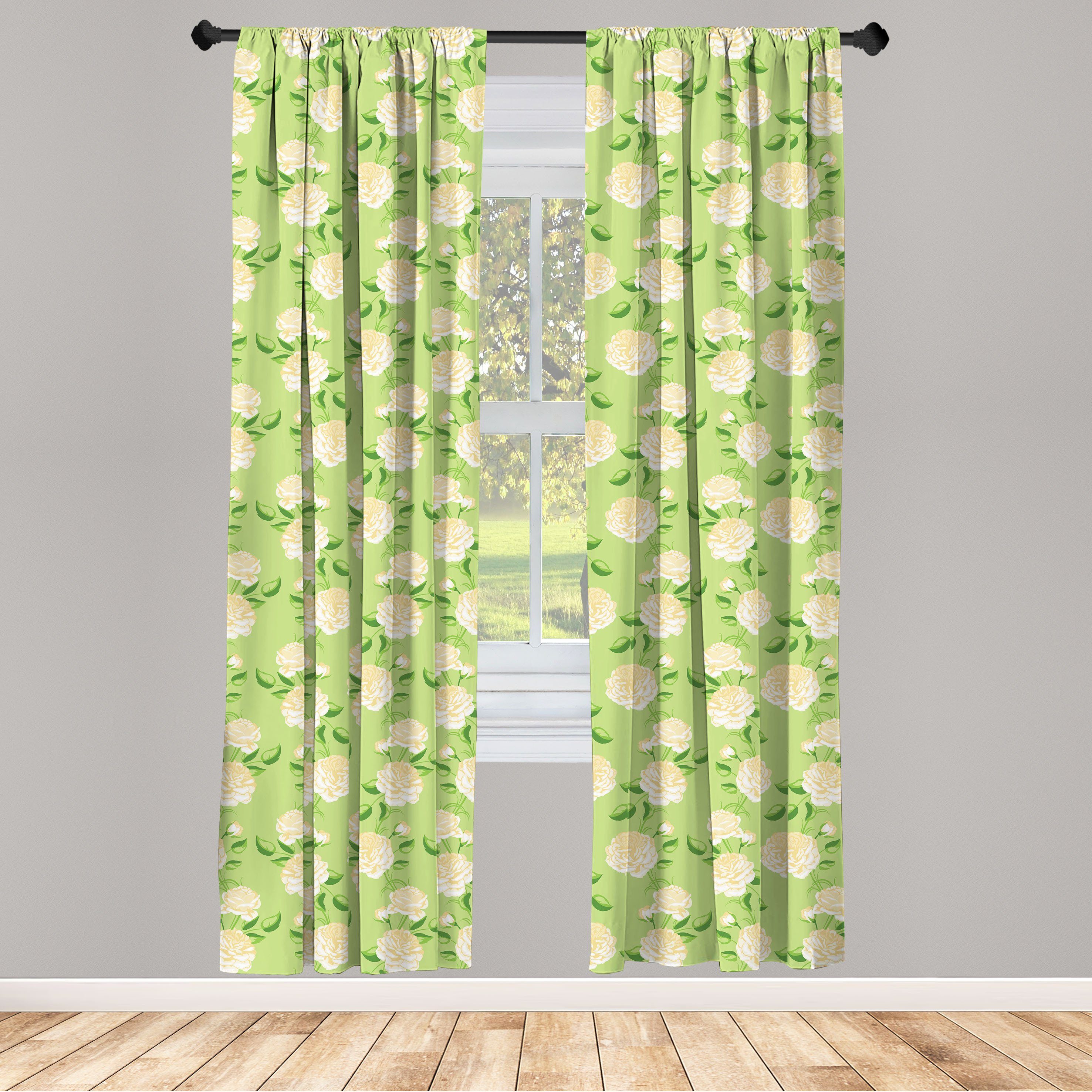 Gardine Vorhang für Wohnzimmer Schlafzimmer Dekor, Abakuhaus, Microfaser, Vintage Rose Frische gelbe Blumen