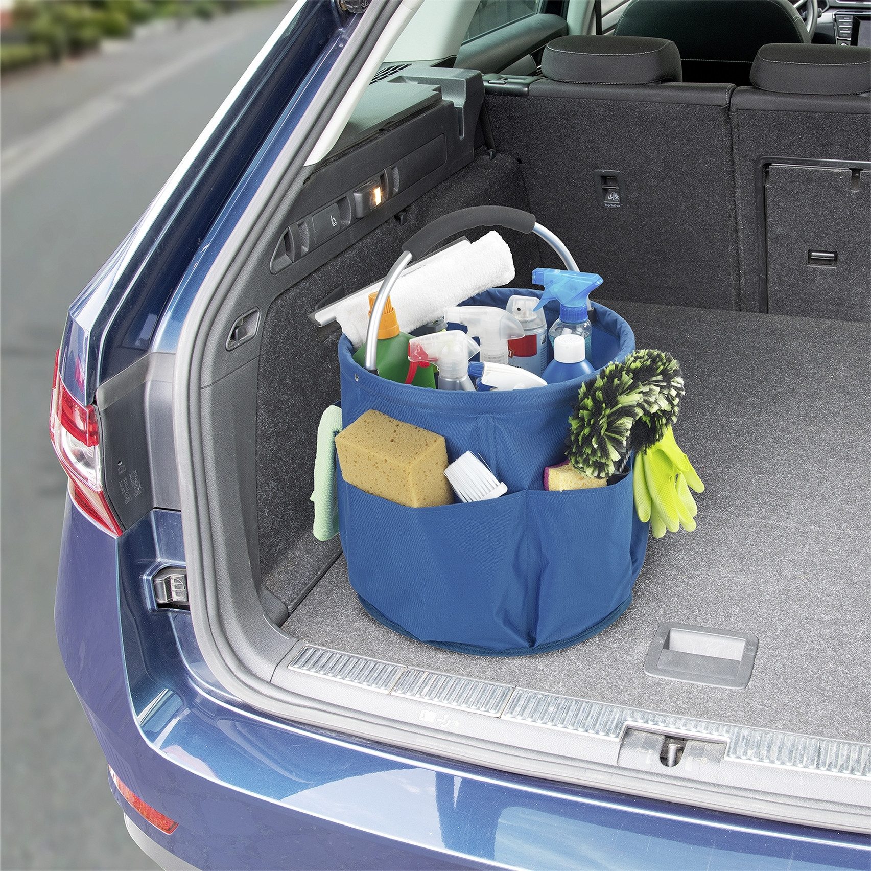 Maximex Organizer Universal-Reinigungs-Caddy Modell HERKULES (1 St), großes Hauptfach für Reinigungsmittel, 5 Außentaschen, faltbar, 34 l