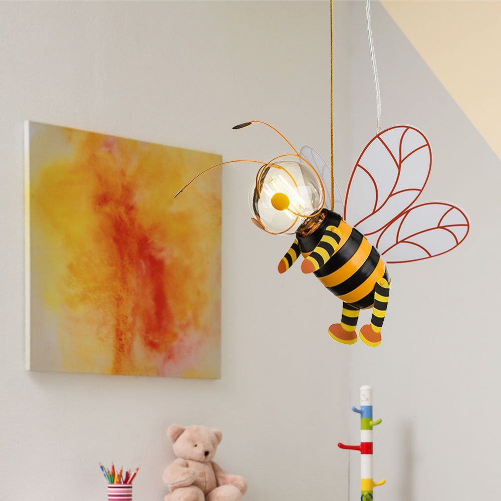 etc-shop LED Pendelleuchte, Leuchtmittel inklusive, Warmweiß, Kinderzimmerlampe Hängelampe Pendelleuchte Biene warmweiß LED H 120cm