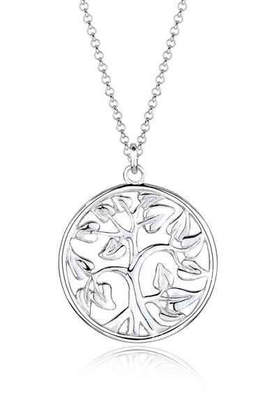 Elli Kette mit Anhänger Tree of Life Lebensbaum Floral 925 Silber