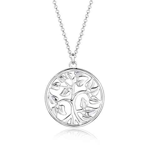 Elli Kette mit Anhänger Tree of Life Lebensbaum Floral 925 Silber