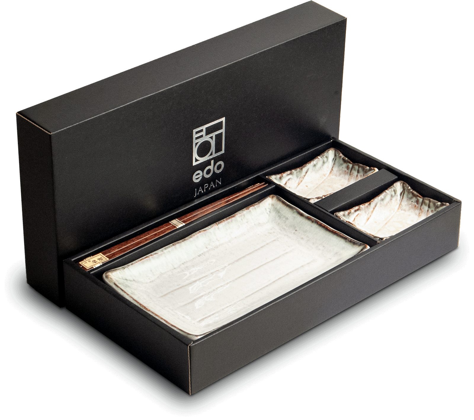 WestCraft Sushiteller SUSHI TELLER SET, Sushi Geschirr Set, Mehrteiliges Sushi-Set, (6 St), für 2 Personen Sushi-Teller, Schalen und Essstäbchen versch. Designs