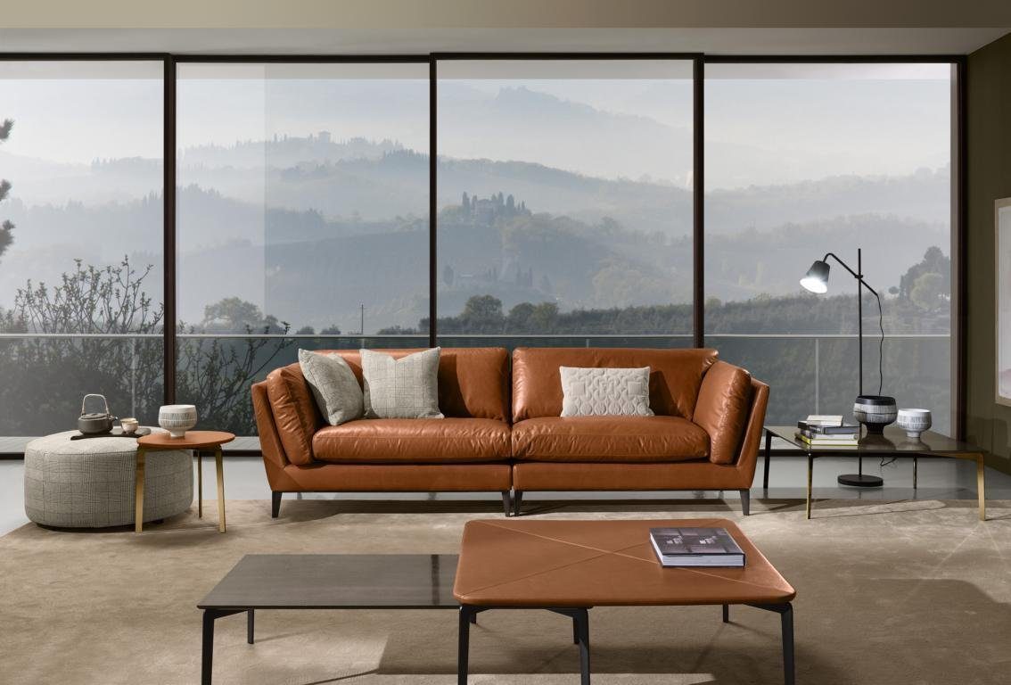 Design Wohnzimmer Möbel JVmoebel 3 Leder Sitzer Sofa Luxus Möbel Braun Sofa