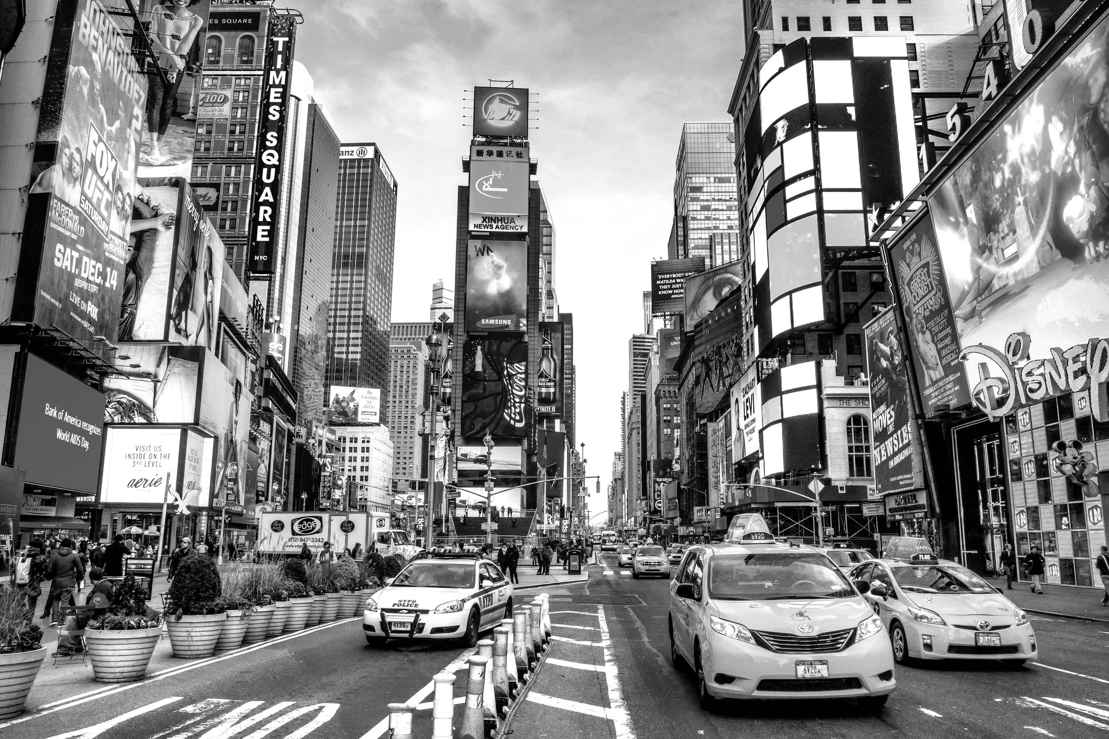 Fototapete New York Time square Schwarz & Weiß