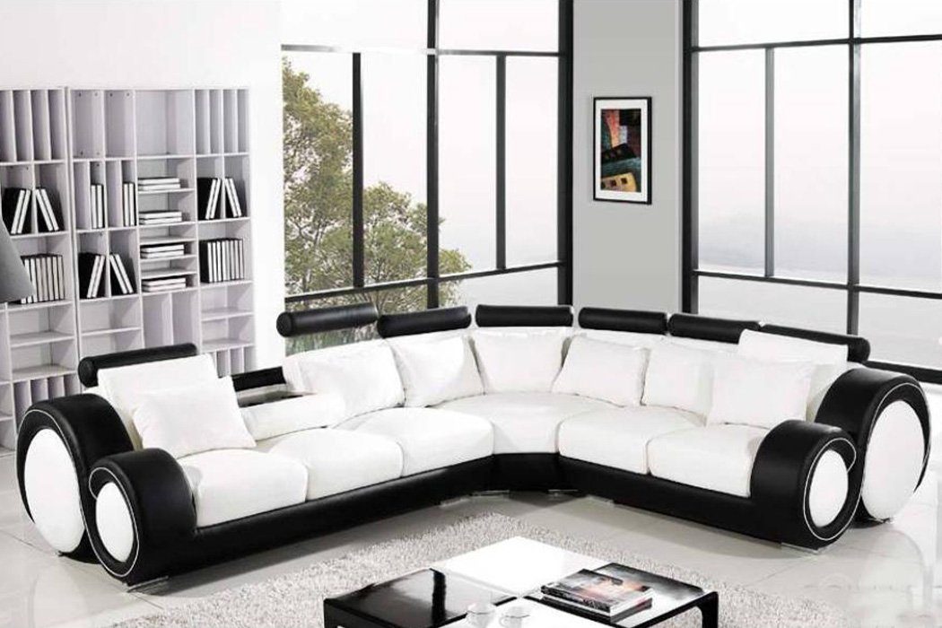 JVmoebel Ecksofa Ecksofa Leder Sofa Couch Polster Eck Sitz Wohnlandschaft Garnitur, Made in Europe Weiß