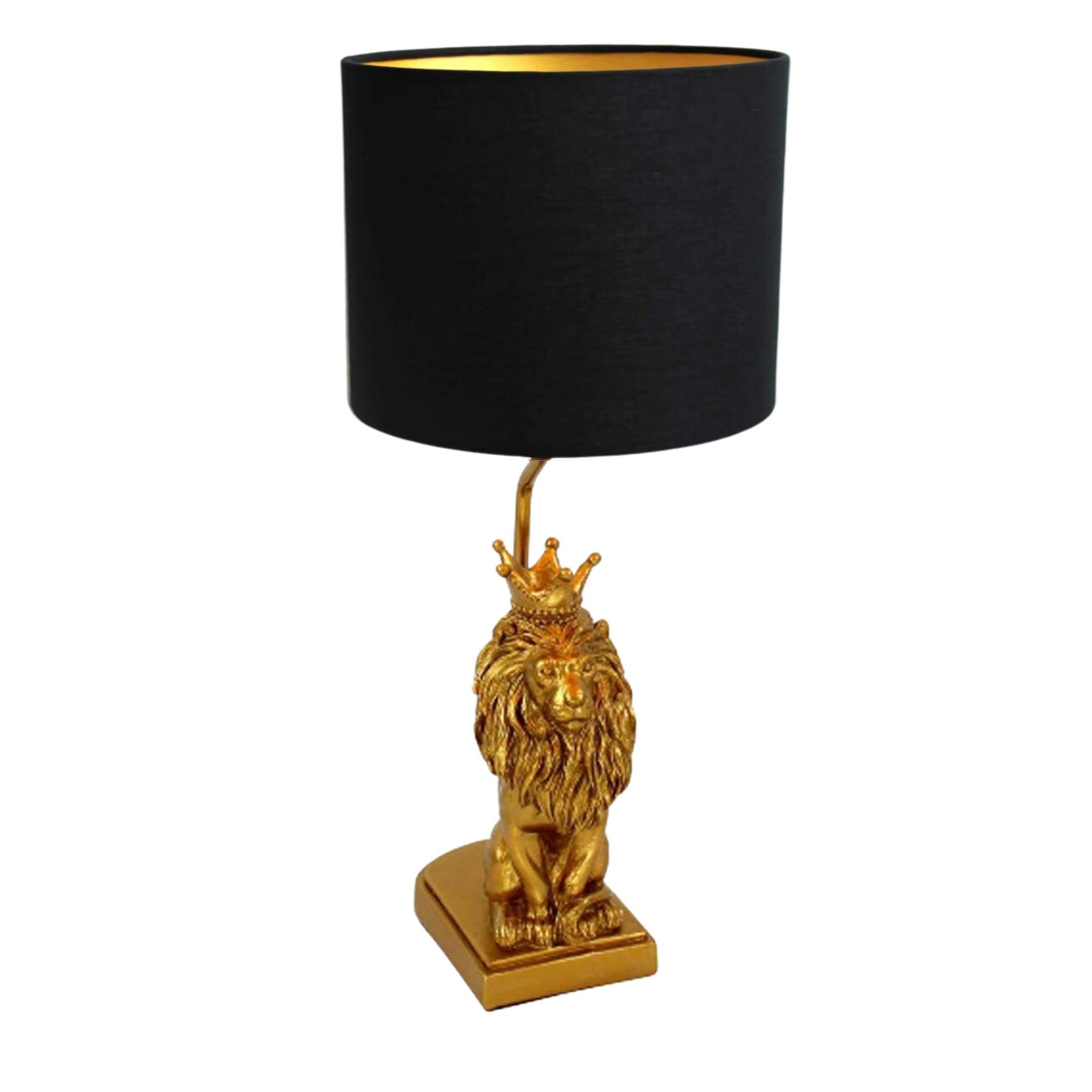 Bada Bing Tischleuchte ohne Lion cm Lampenschirm 51 Tischlampe, Löwenlampe Gold Leuchtmittel, Löwe Inklusive Lampe King