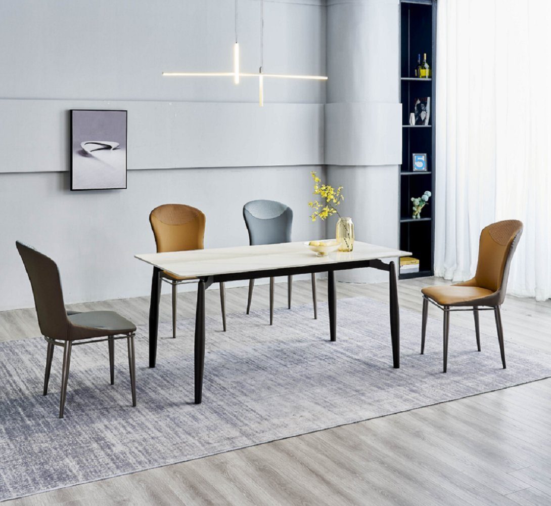 JVmoebel Esszimmer-Set Essgruppe Moderner Esstisch Designer 6x Textilstühle Einsitzer Tische, (7-St., 1x Esstisch + 6x Stuhle), Made in Europa